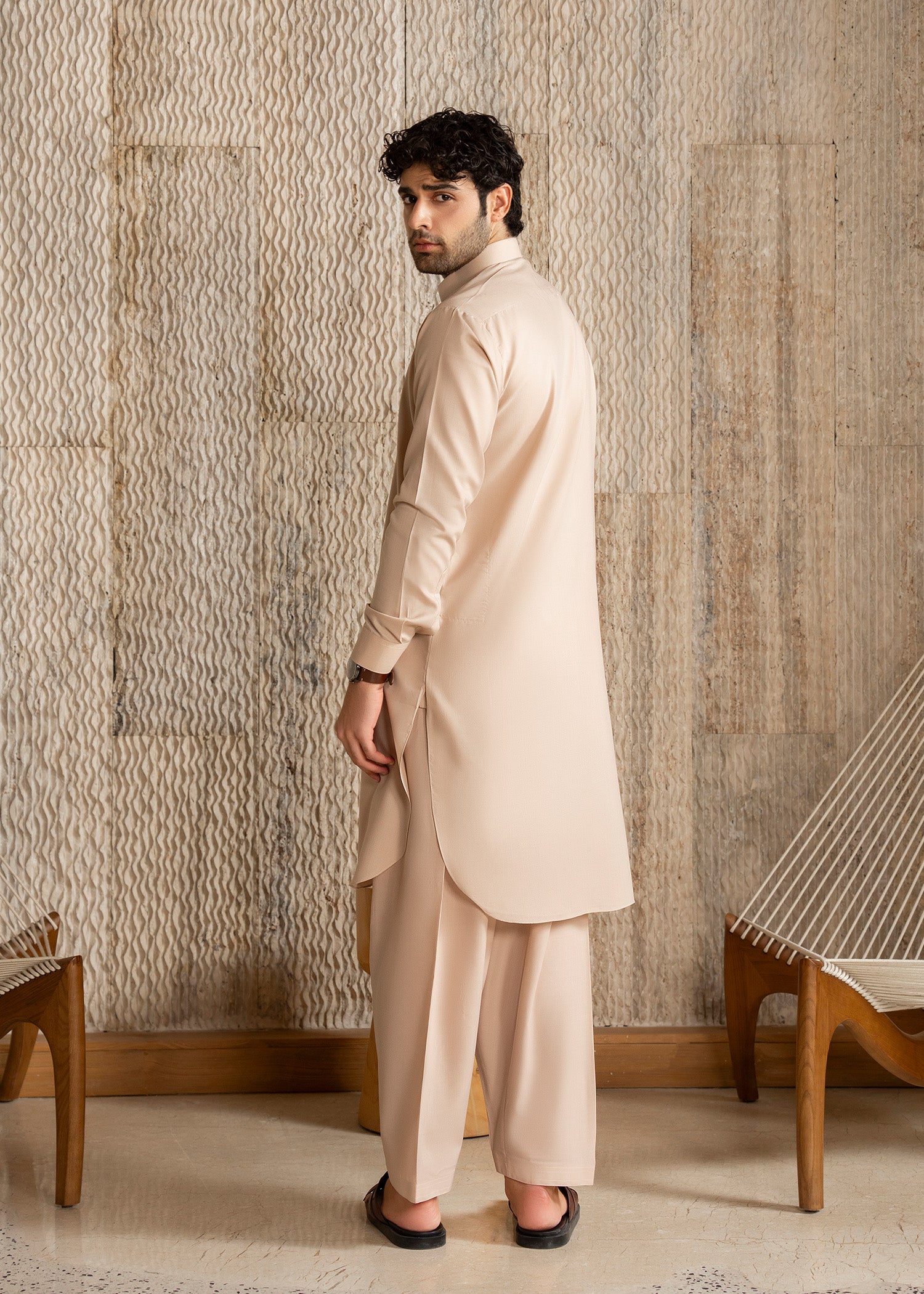 wash & wear Shalwar Kameez in Almond brown