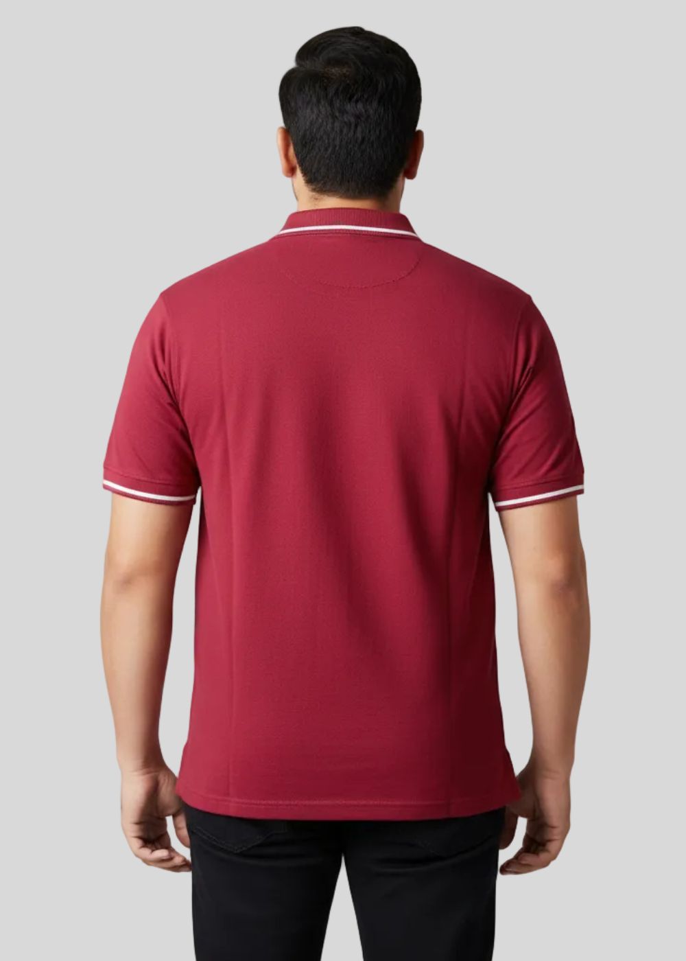 cotton pique Polo Shirt in Maroon by Plus Size
