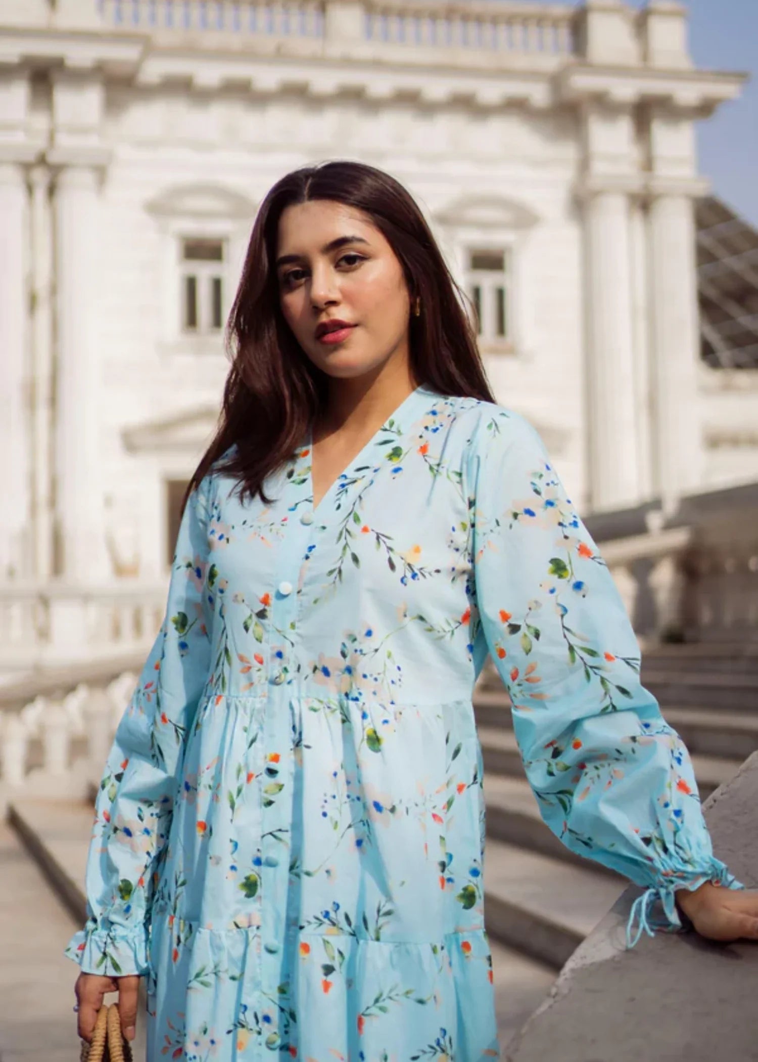lawn cotton Maxi in Sky blue