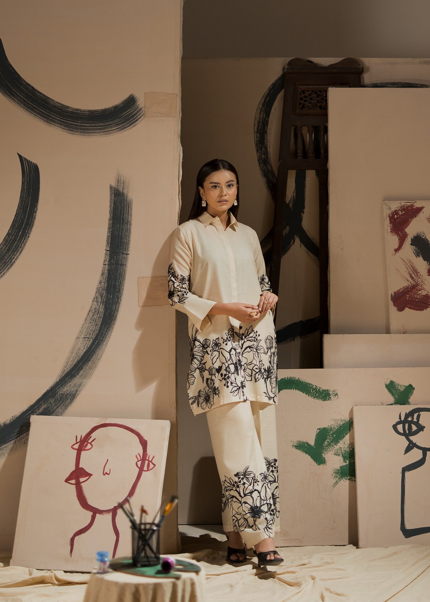 raw silk Co Ord Sets in Ivory