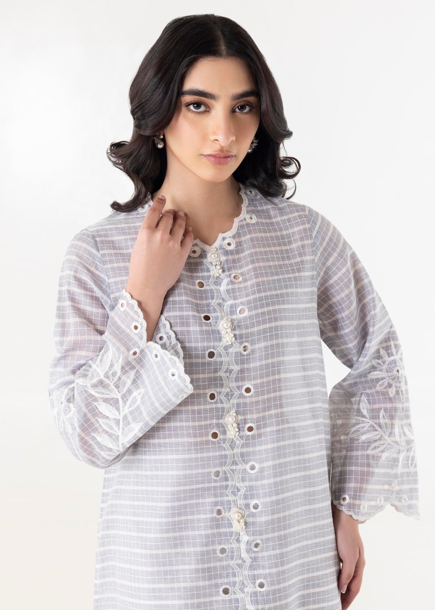 chambray Kurti in Light grey