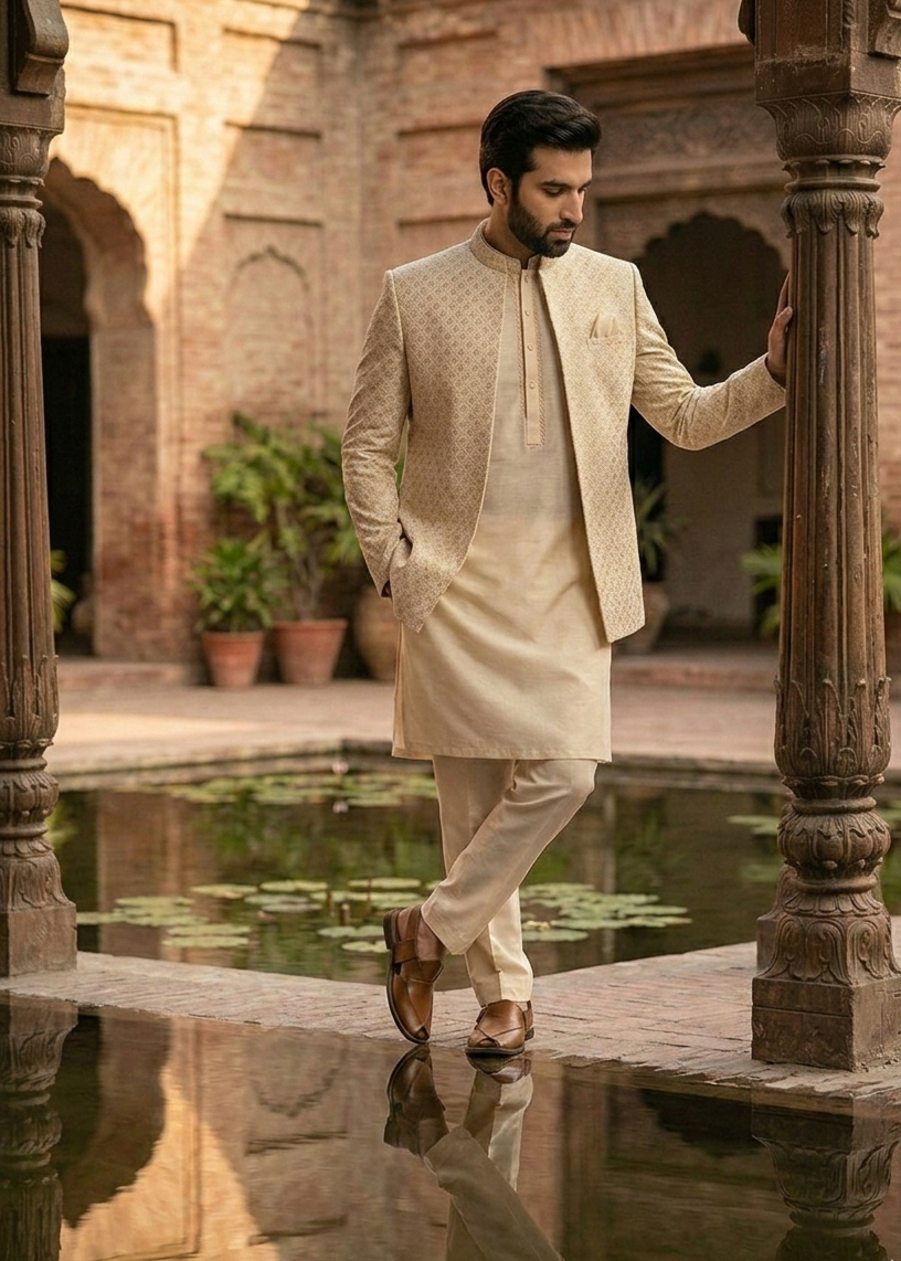 silk Prince Coat in Off-white, ivory