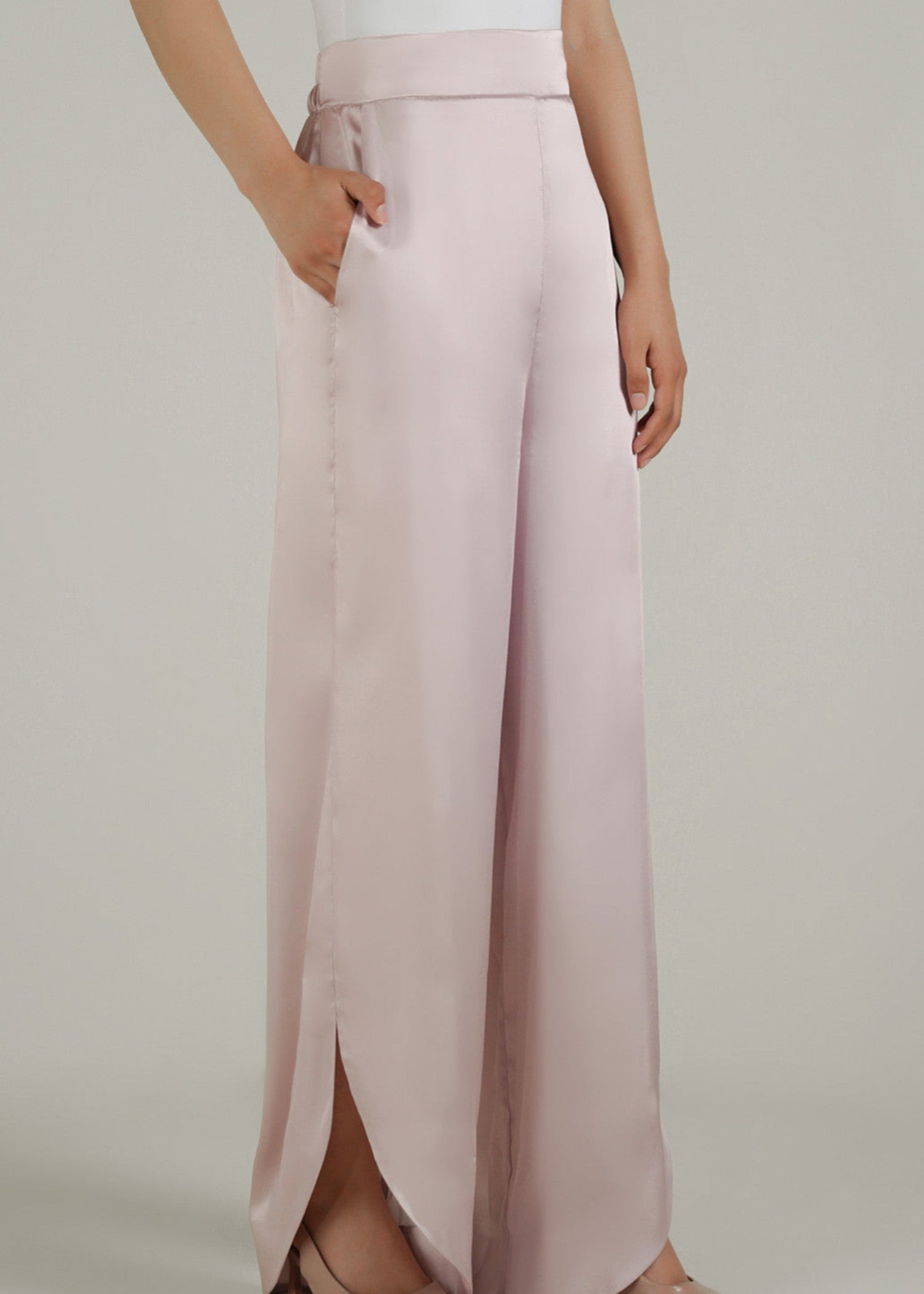 silk charmeuse Trousers in Pink