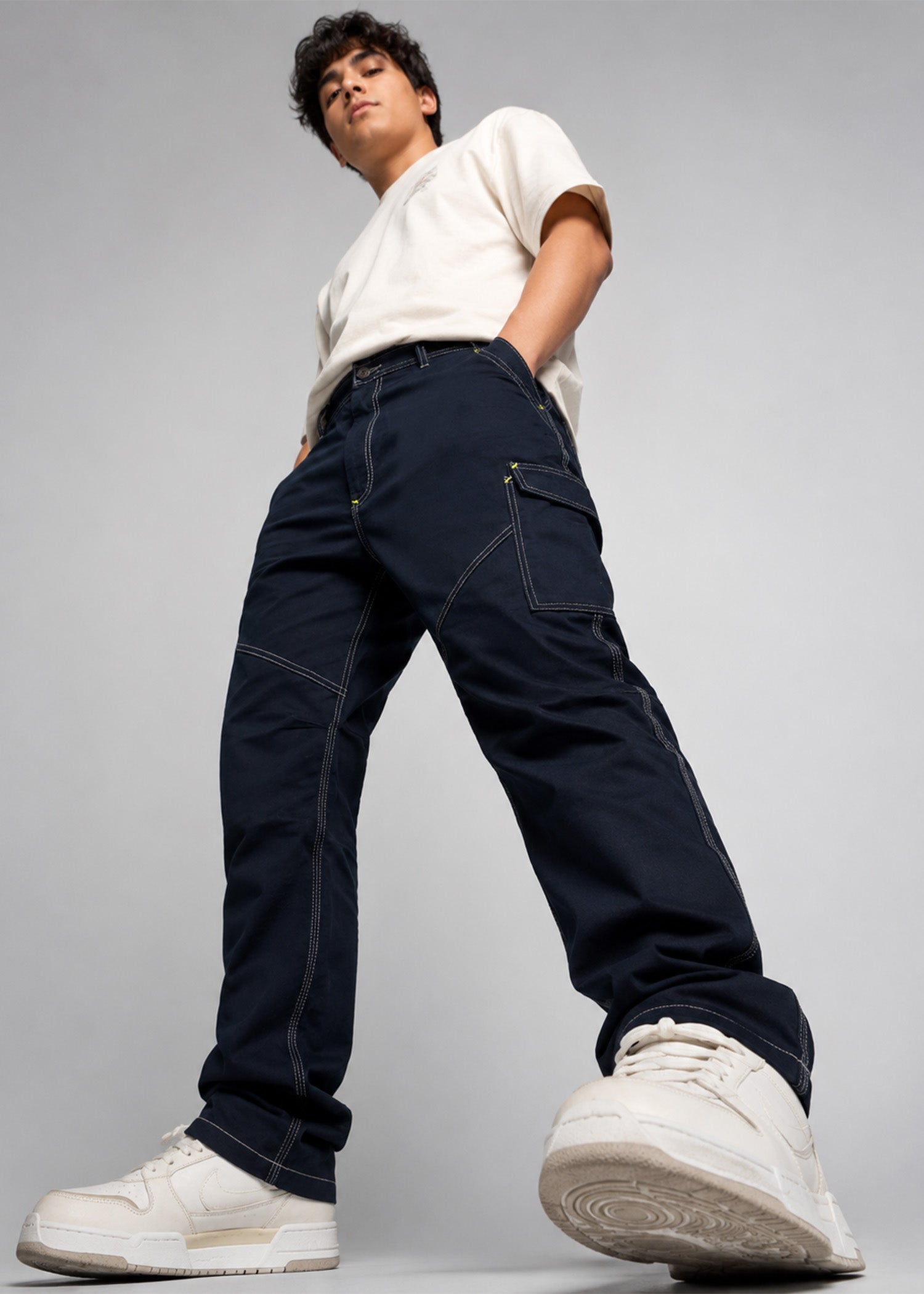 cotton Pants in Navy blue by FLO Nine99