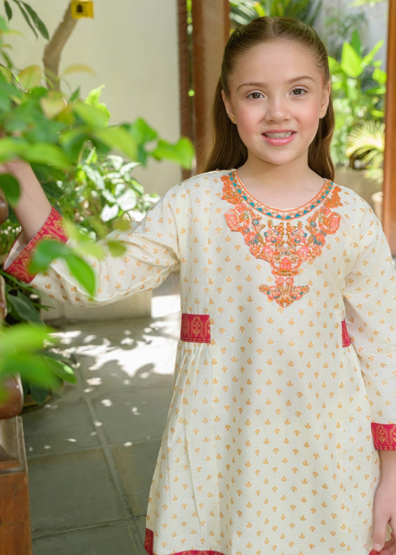 lawn Short Frock in Cream