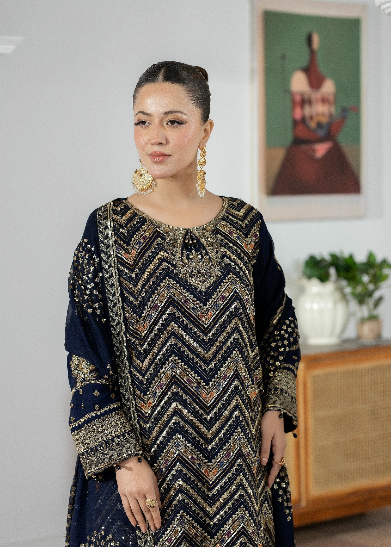 chiffon Kurta Set in Moonlight blue