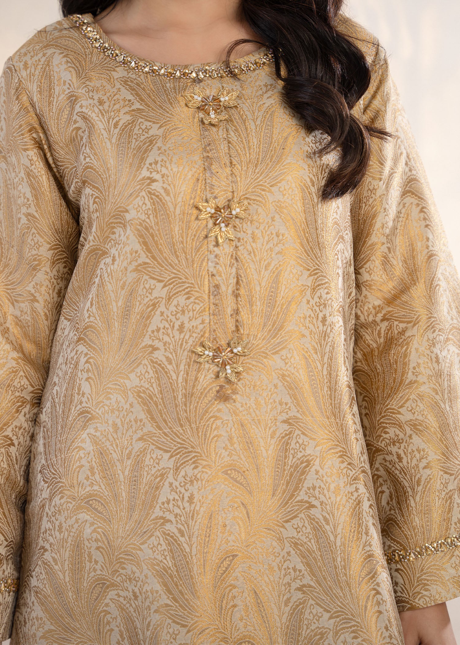 banarasi Kurta Set in Gold