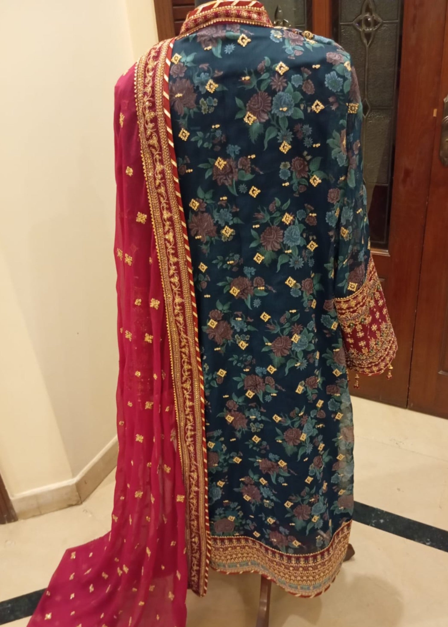 chiffon Kurta Set in Green