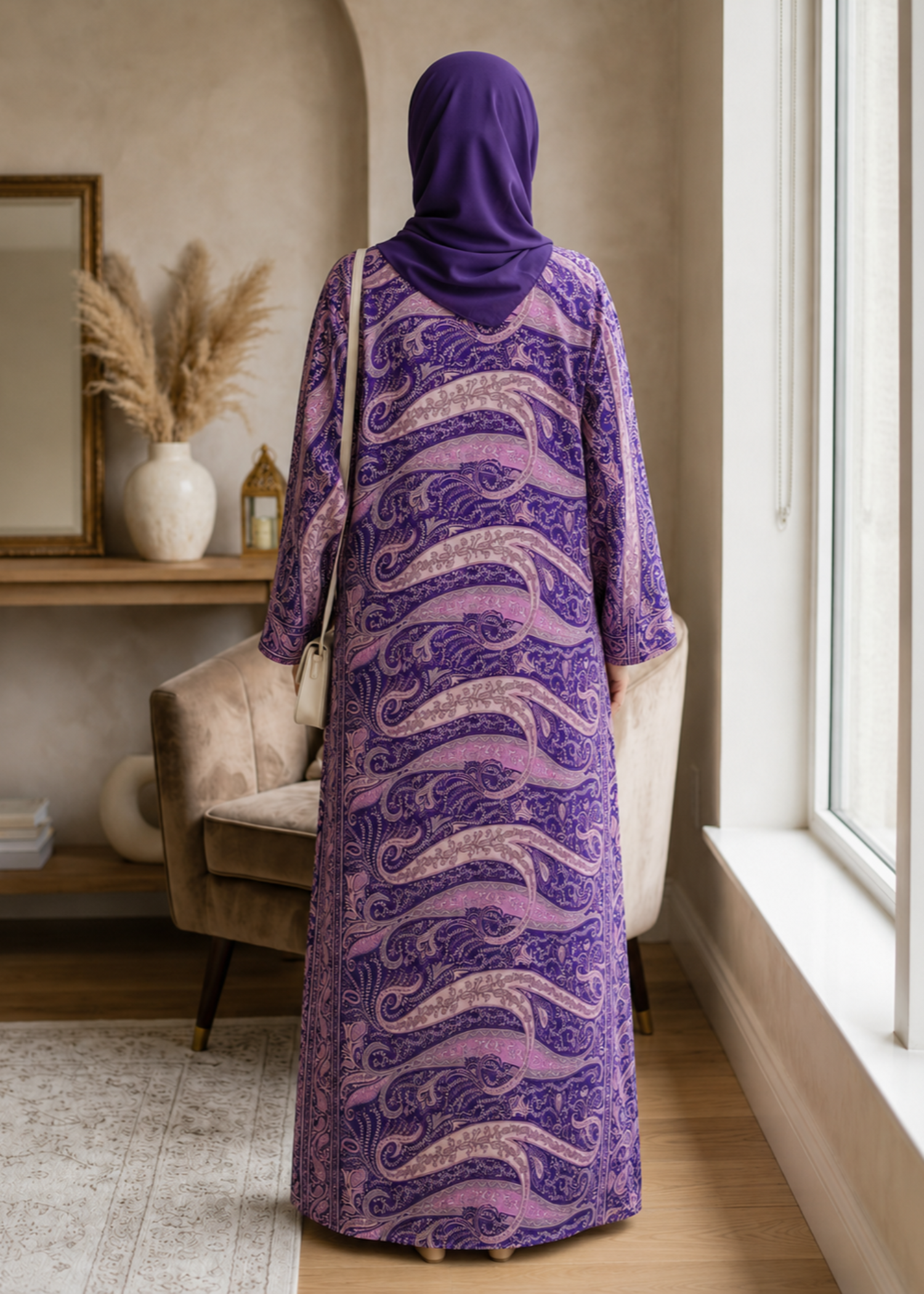 georgette silk Abaya in Purple