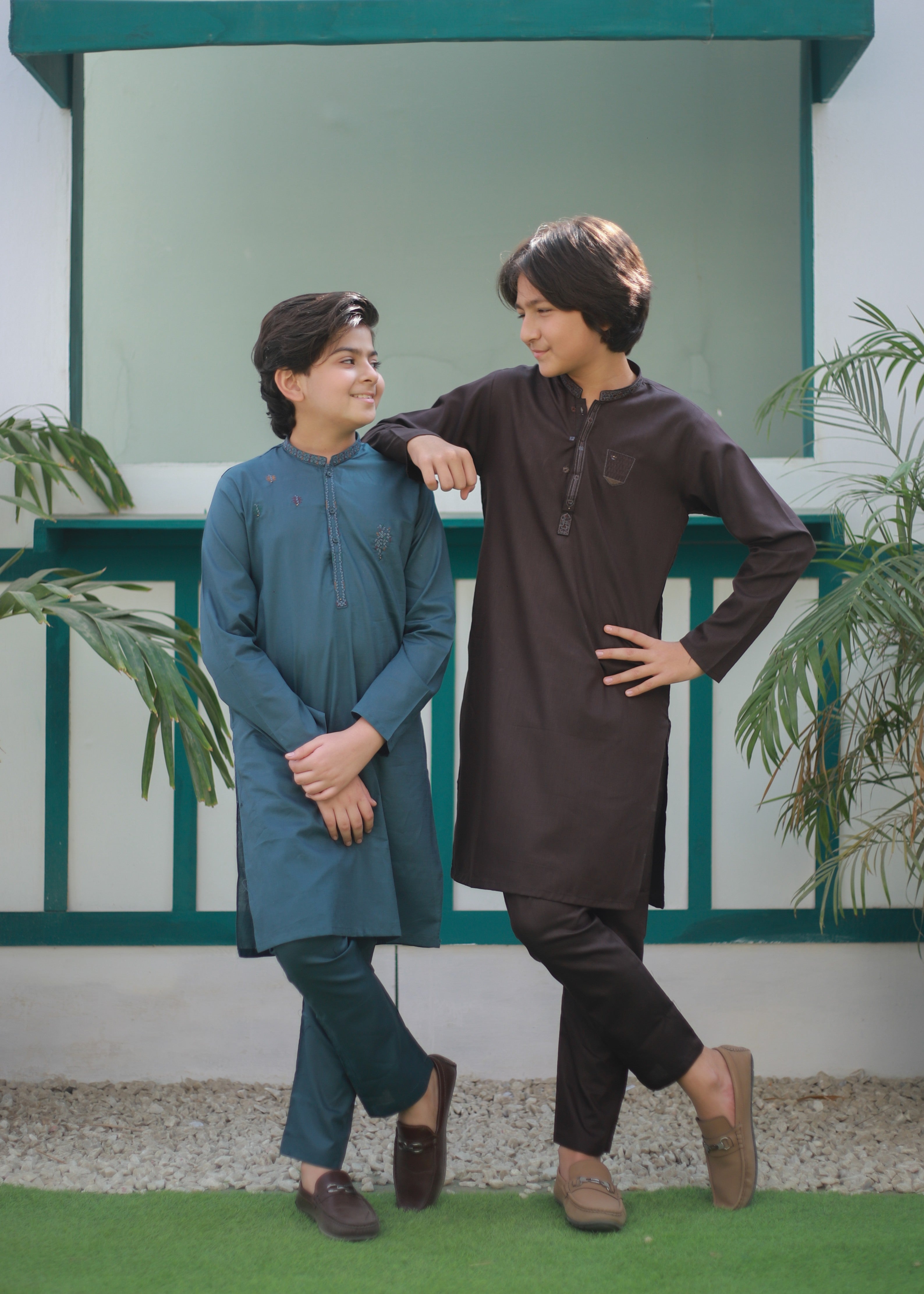 cotton Kurta Set in Bondi blue