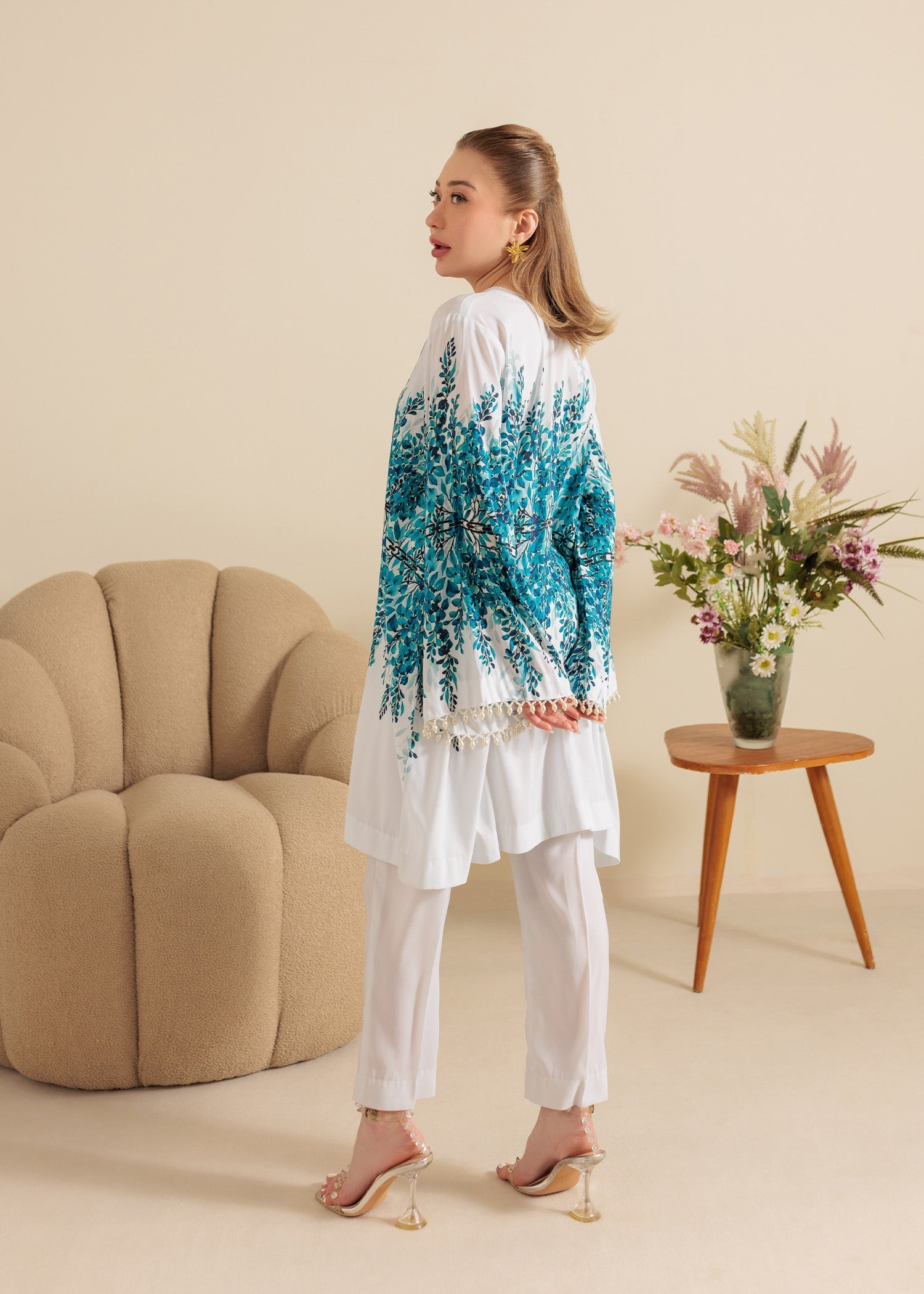 lawn Short Frock in White
