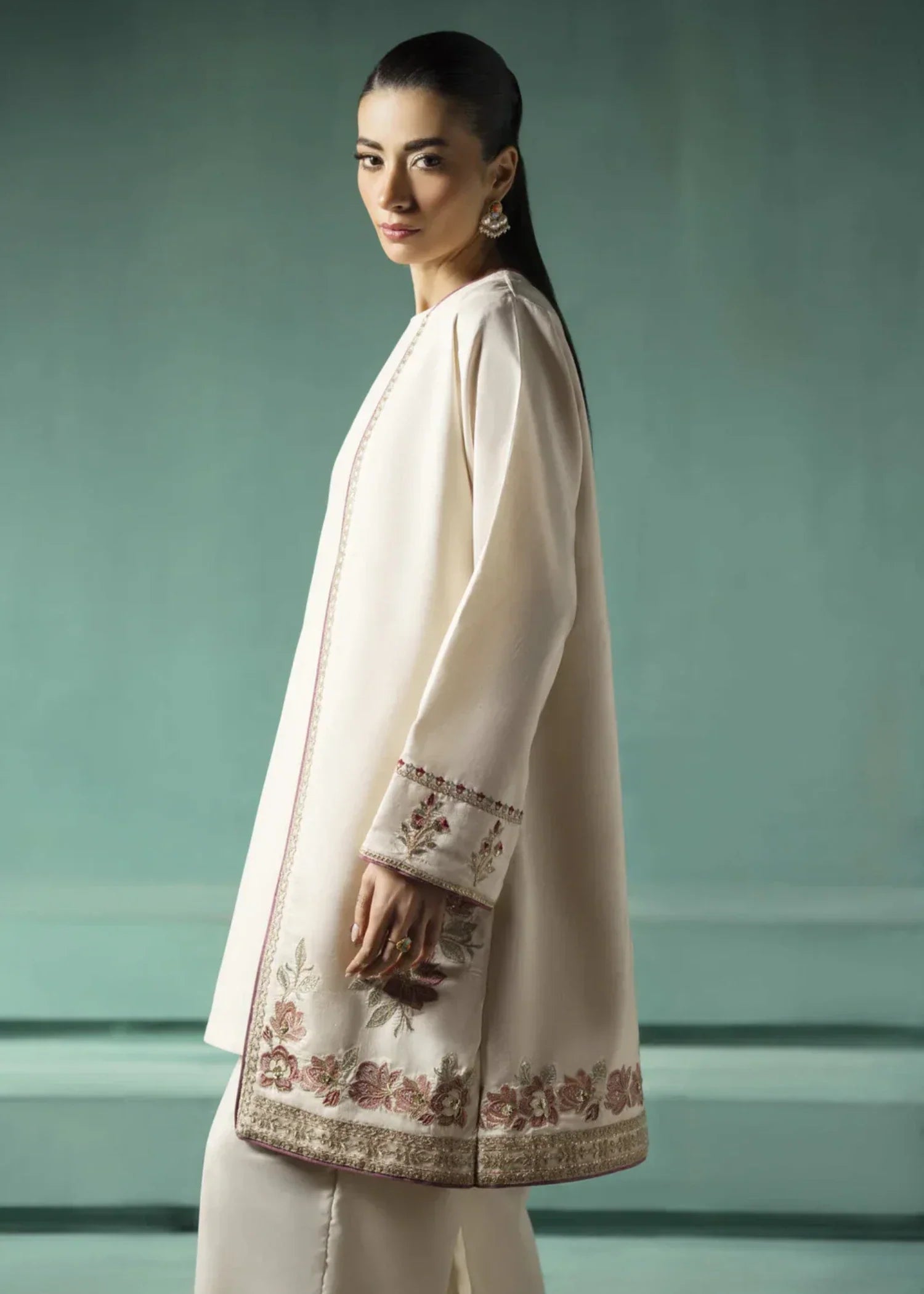 pk raw silk Jacket in Ivory