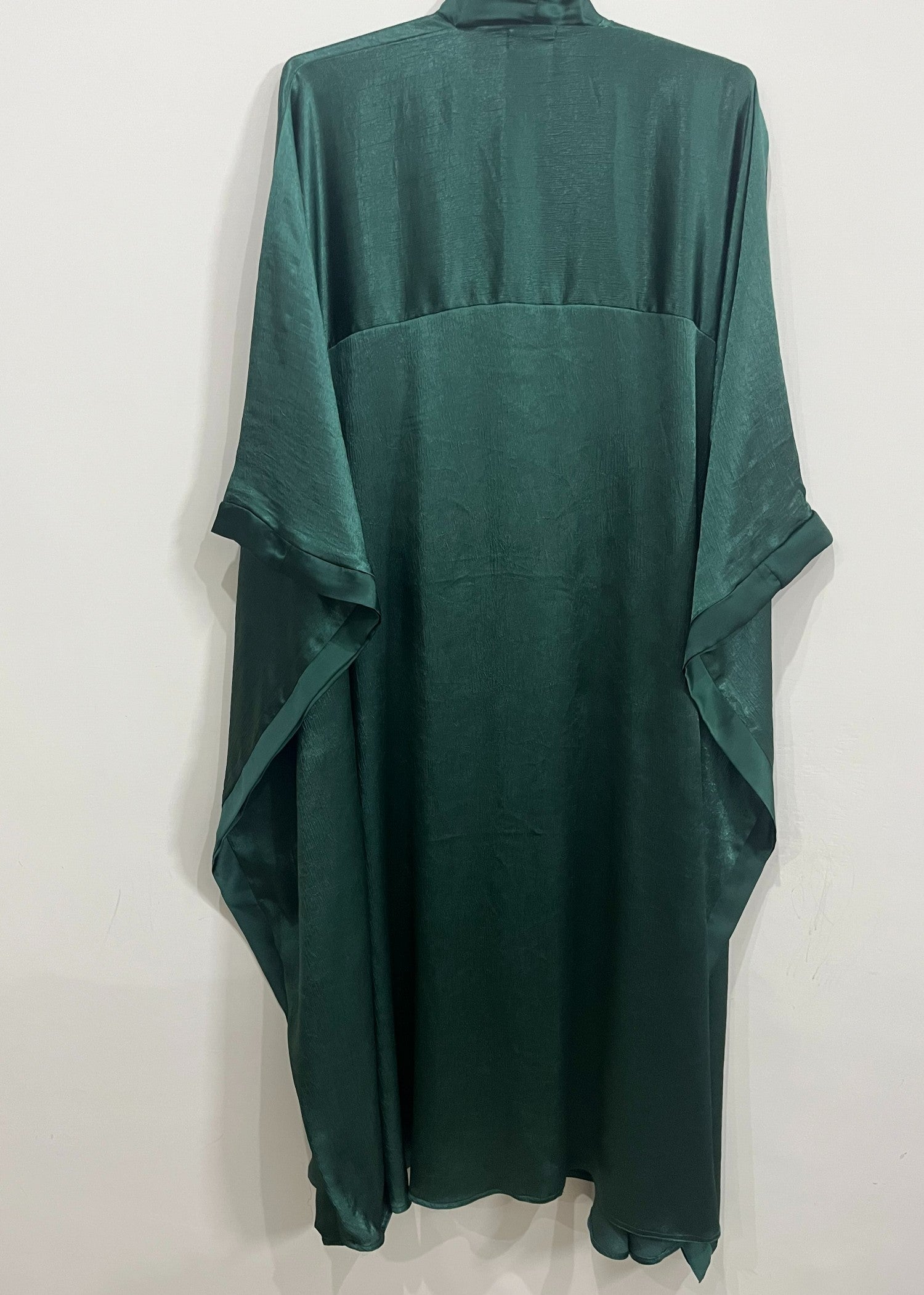 poly silk Abaya in Bottle green