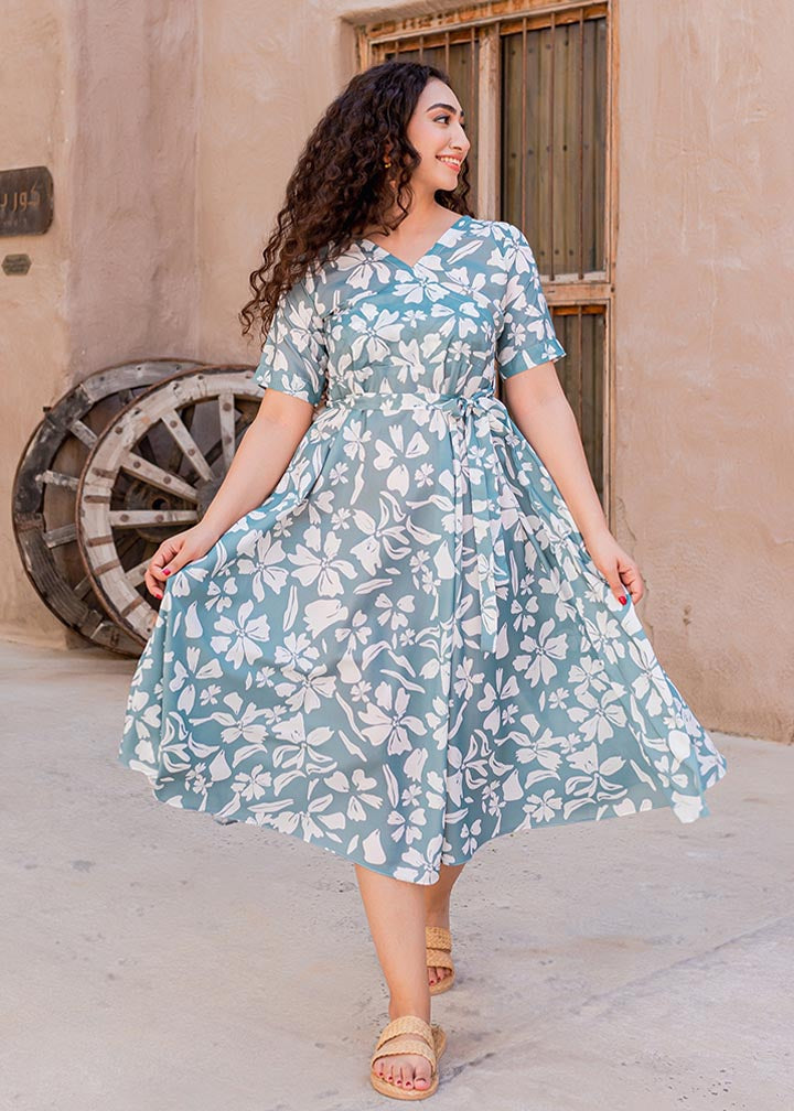 silk Dress in Ice blue
