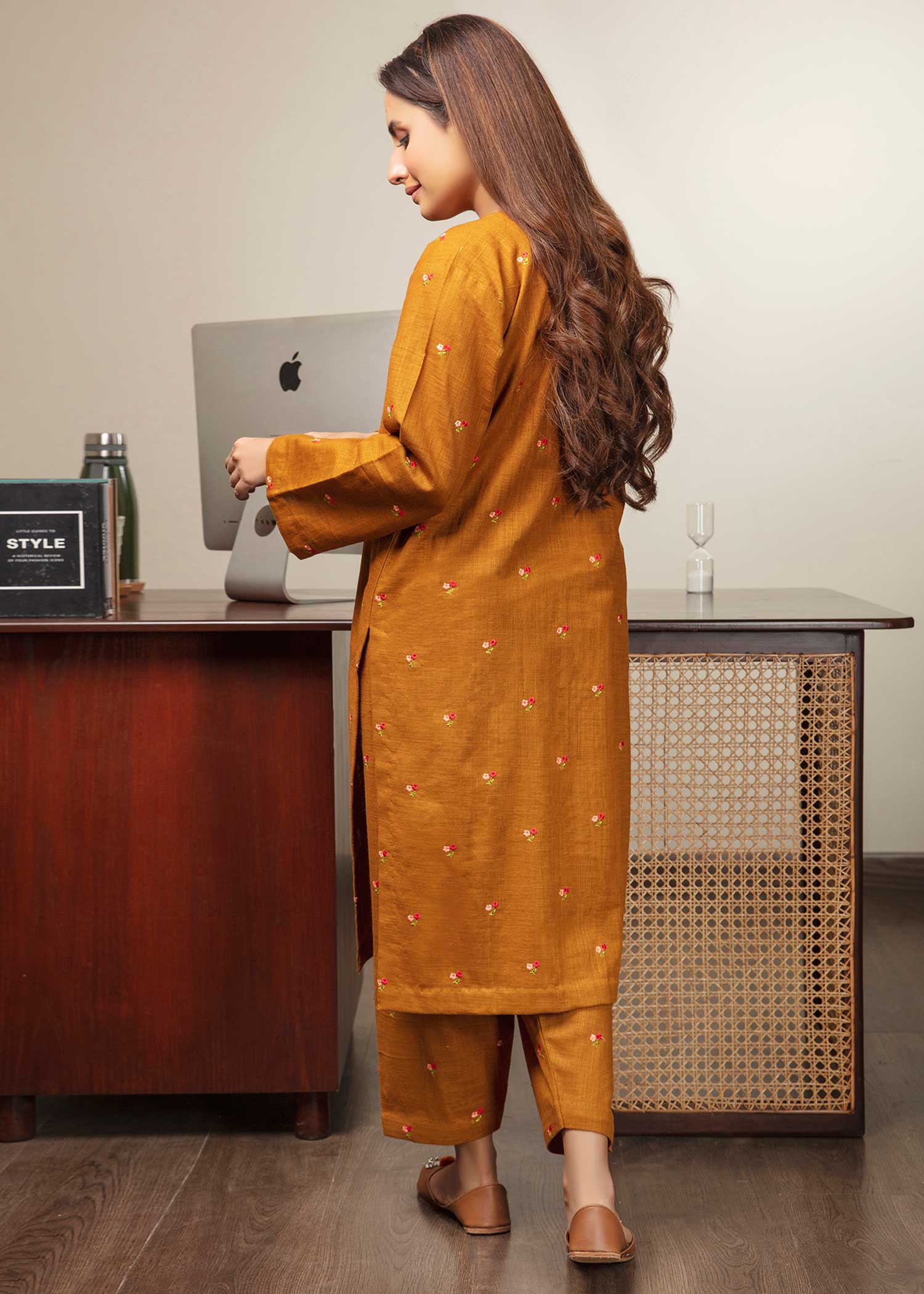 khaddar Co Ord Sets in Burnt orange