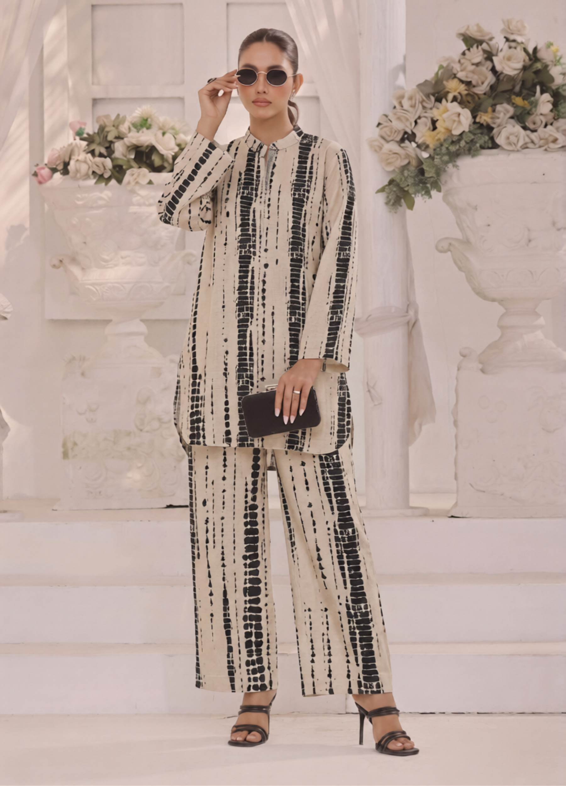 poly grip silk Co Ord Sets in Off-white