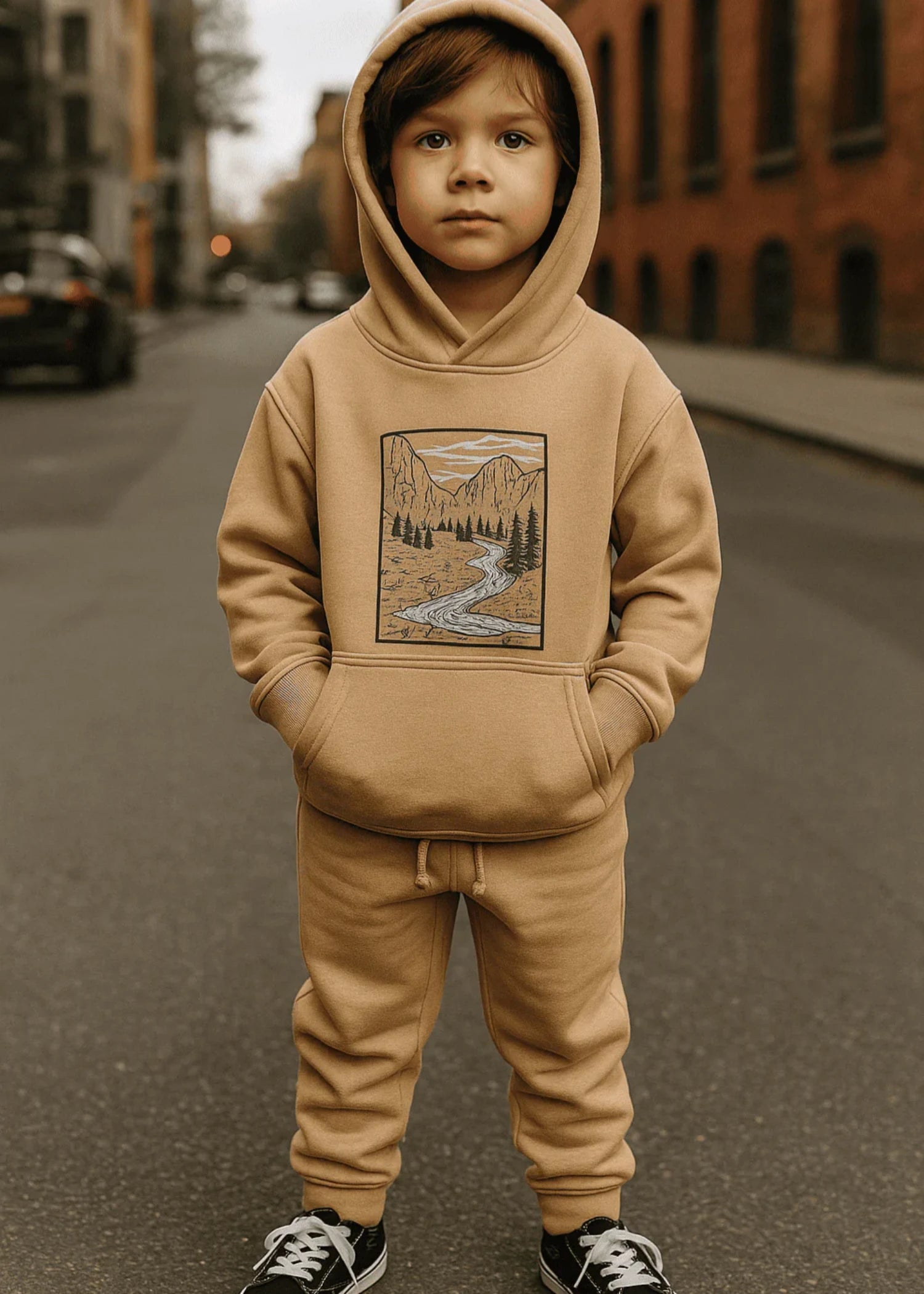 polycotton Hoodie in Beige