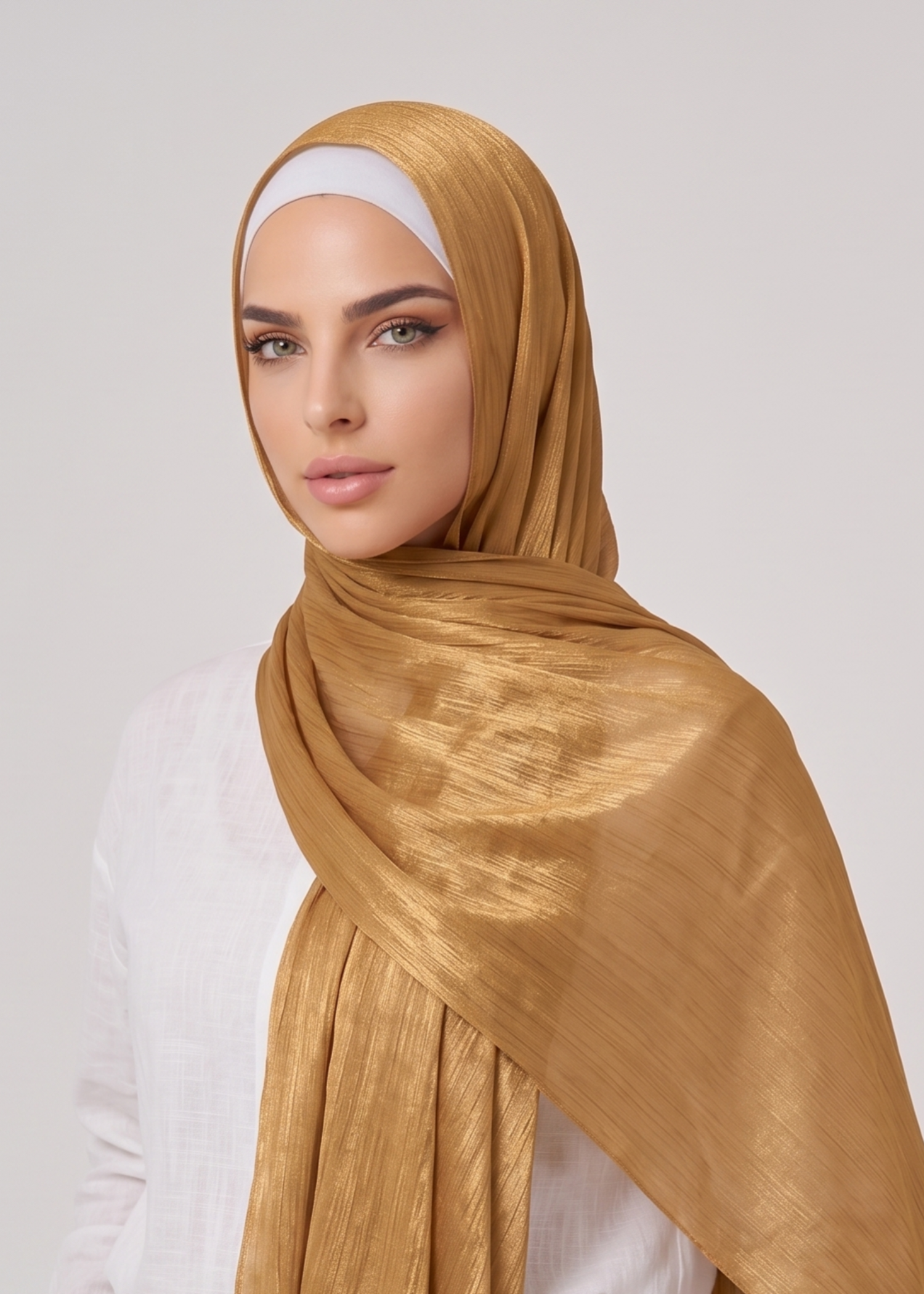 lurex organza Hijab in Gold