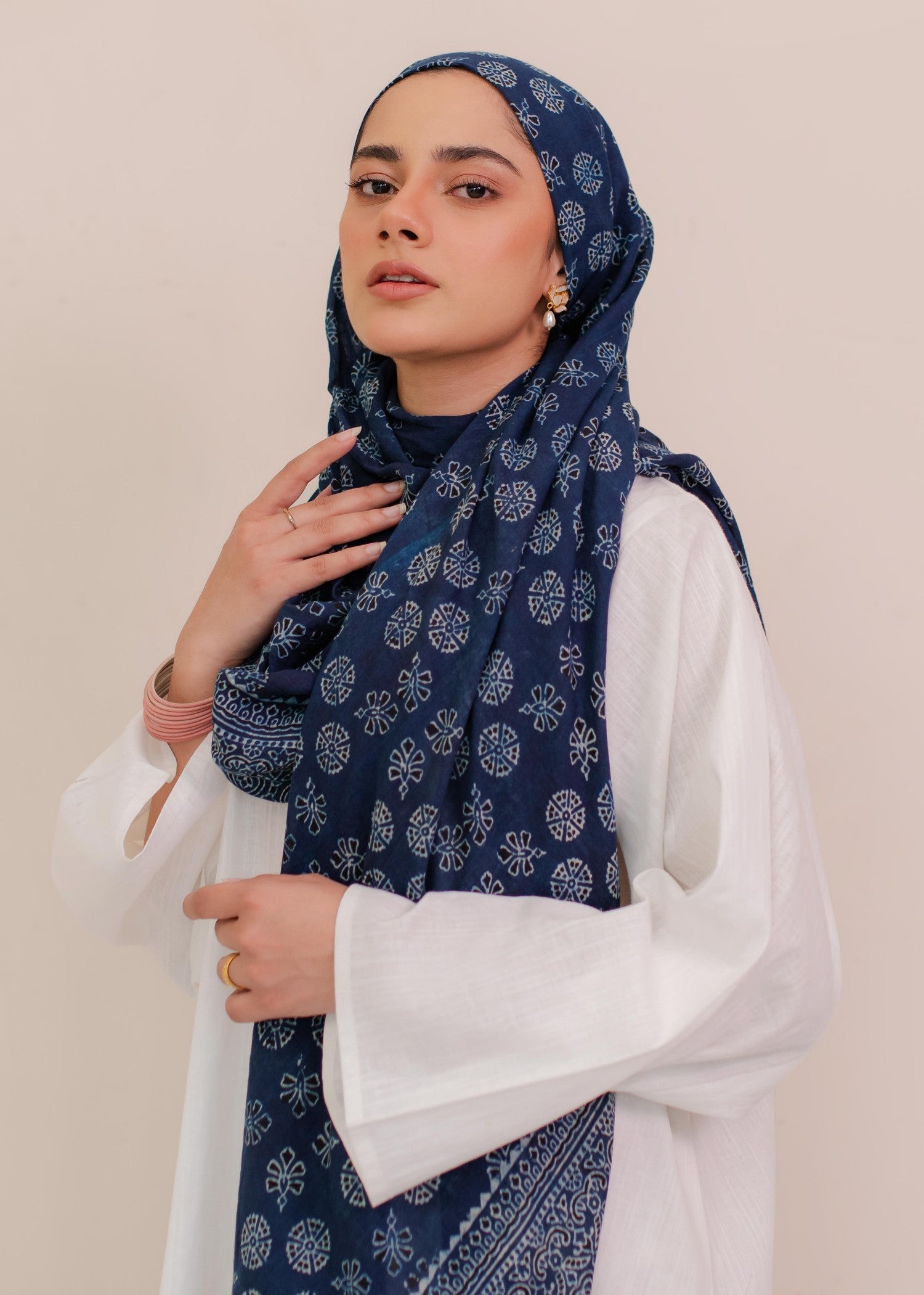 lawn cotton Hijab in Navy blue