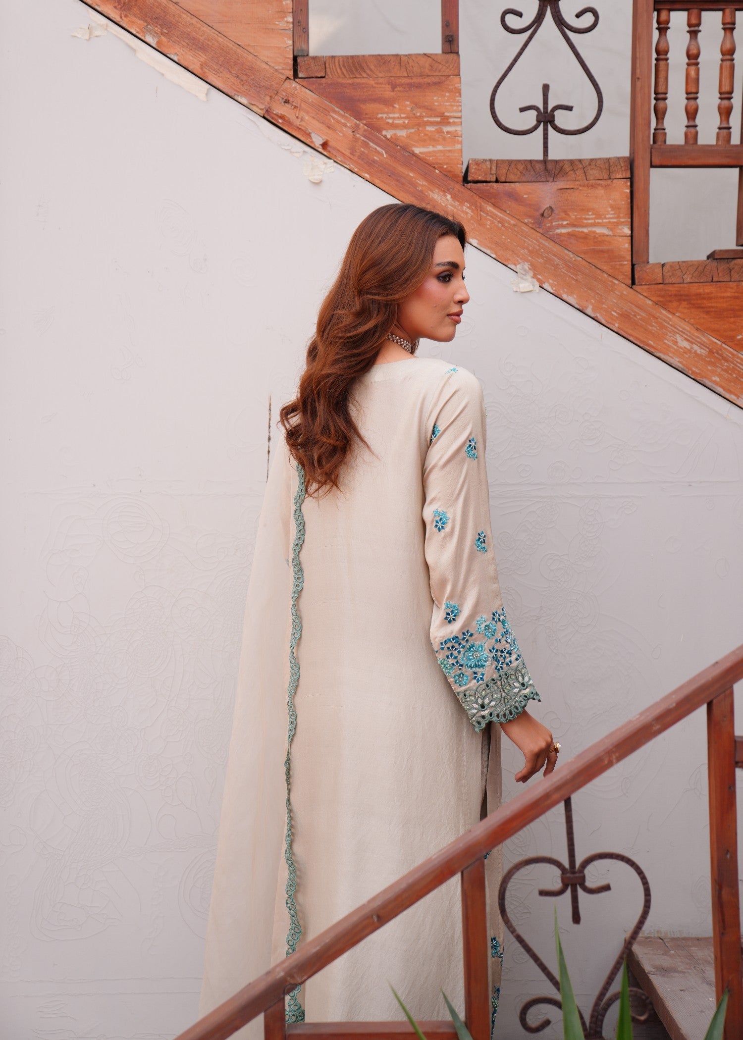 raw silk Kurta Set in Eggshell