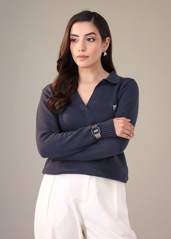 cotton Sweater in Dark blue