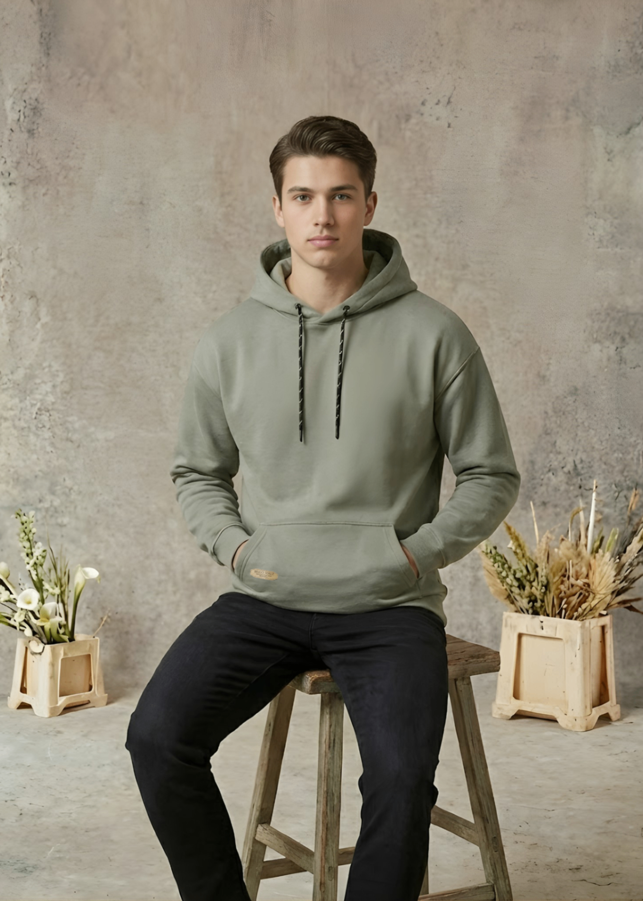fleece Hoodie in Green