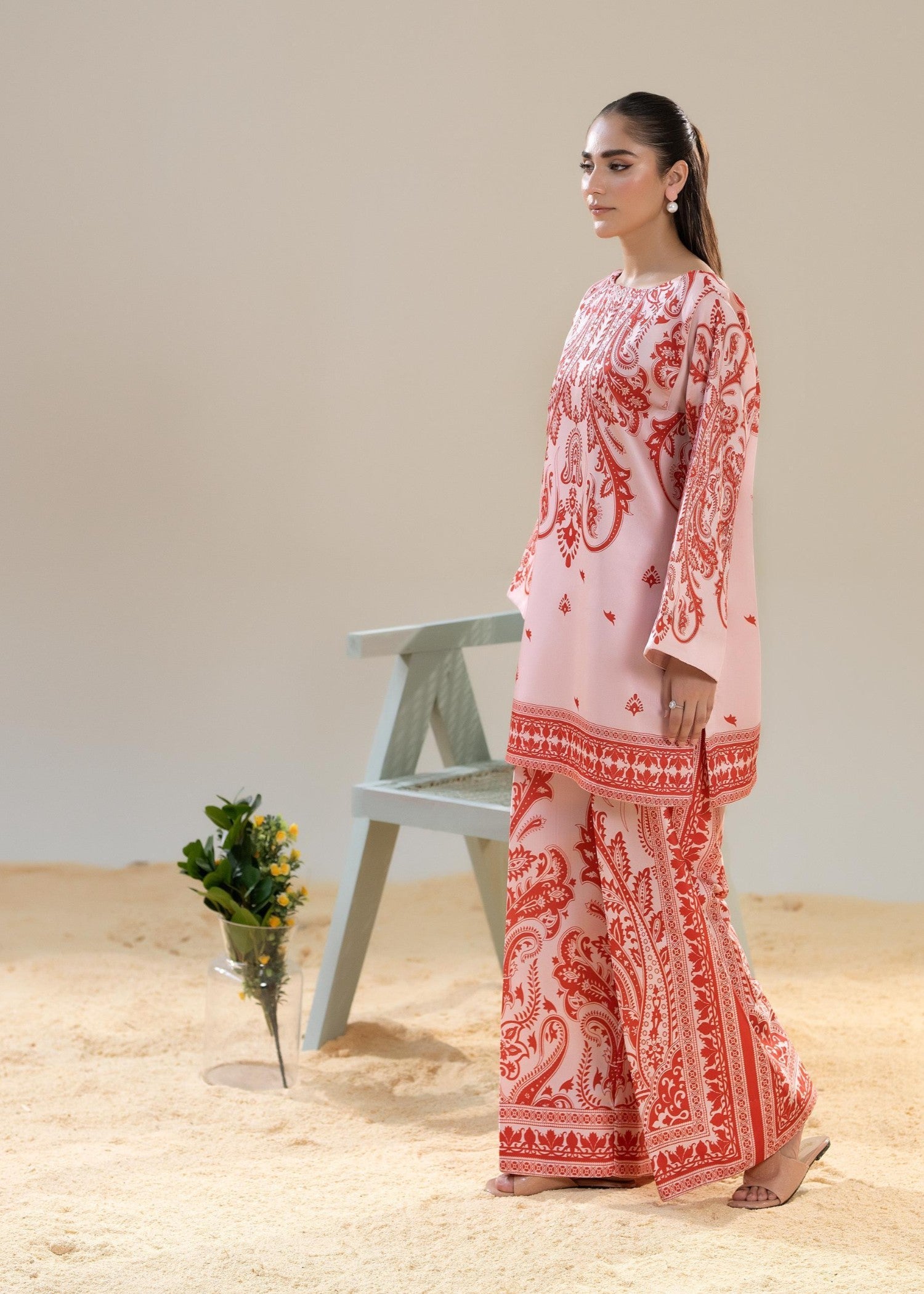 satin silk Co Ord Sets in Tea rose pink
