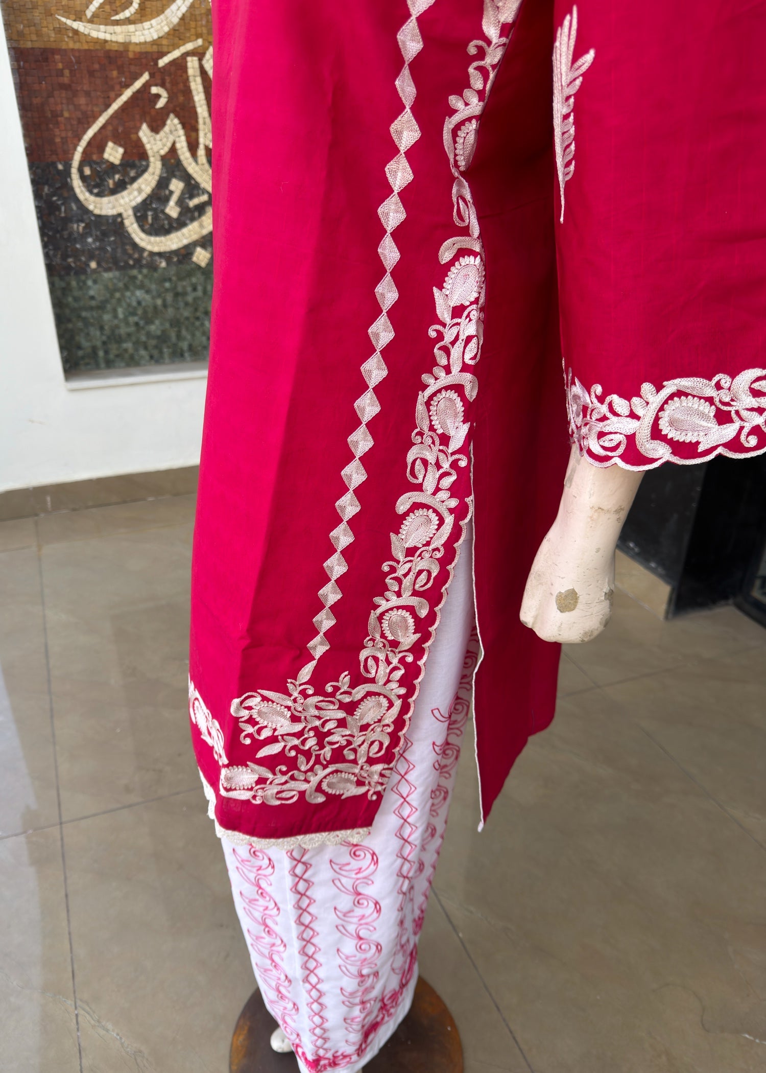 pure cotton Kurta Set in Shocking pink
