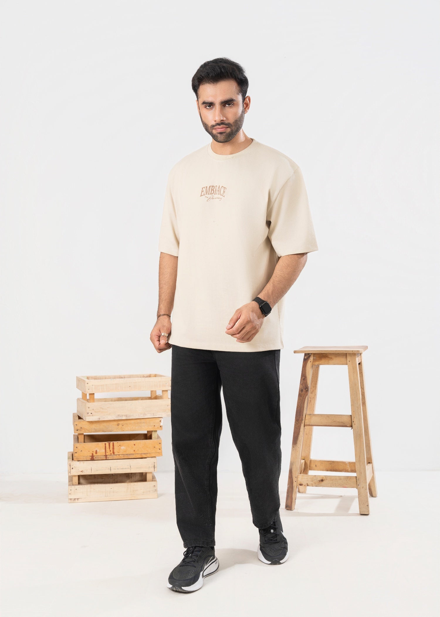 cotton jersey T Shirt in Cream