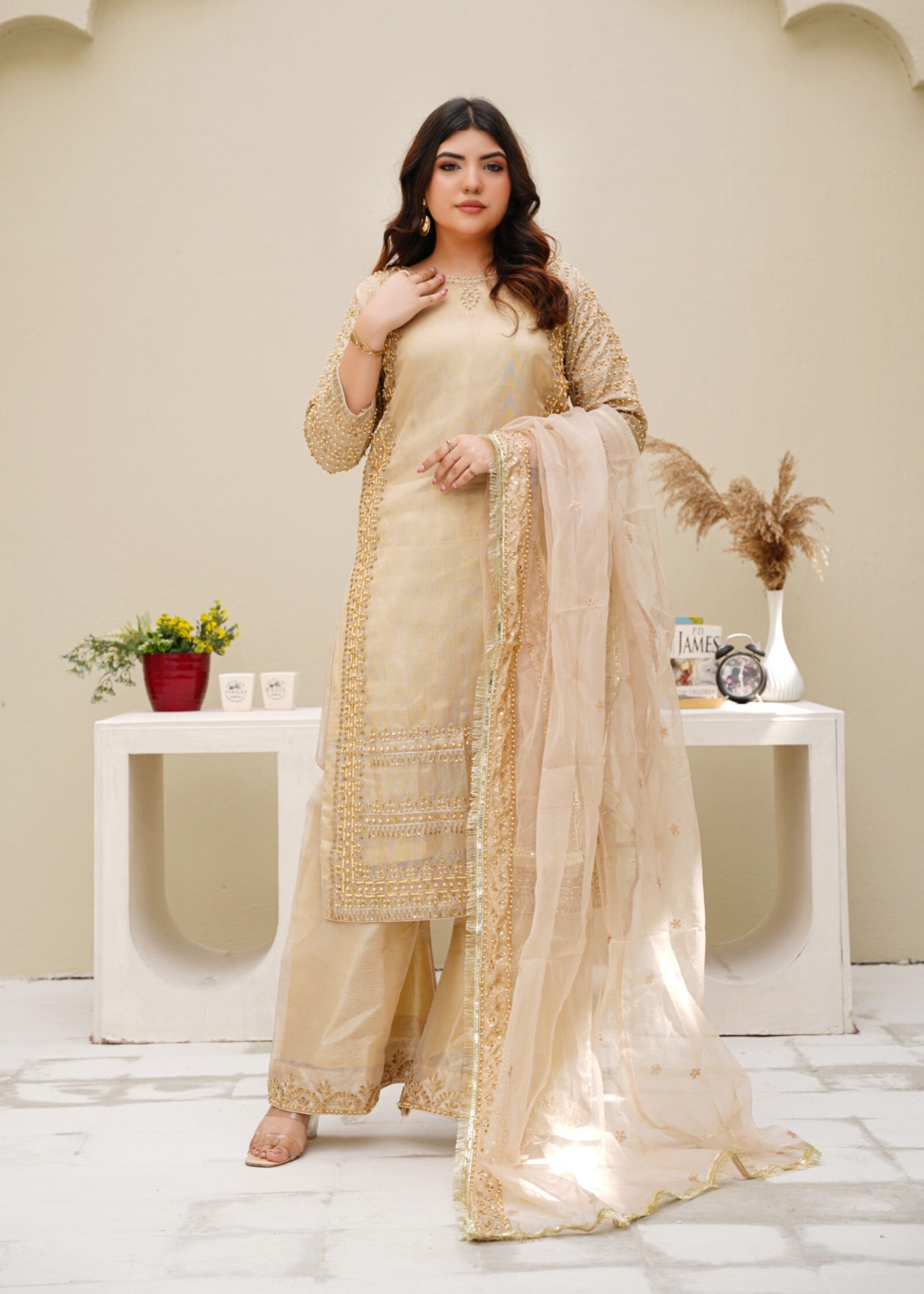 masuri Kurta Set in Ivory
