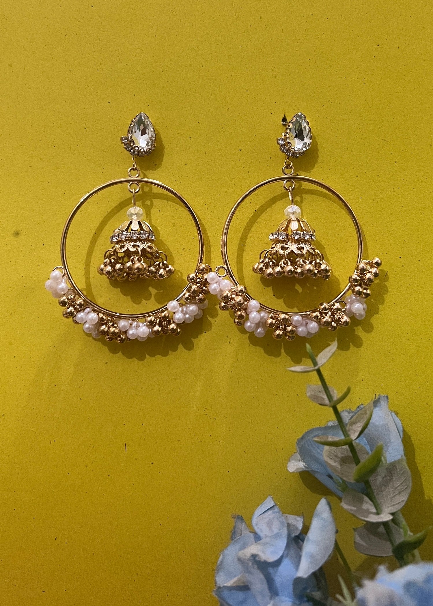 Earrings in White, golden orange Color by - Trendy Women Earrings TKC3305
