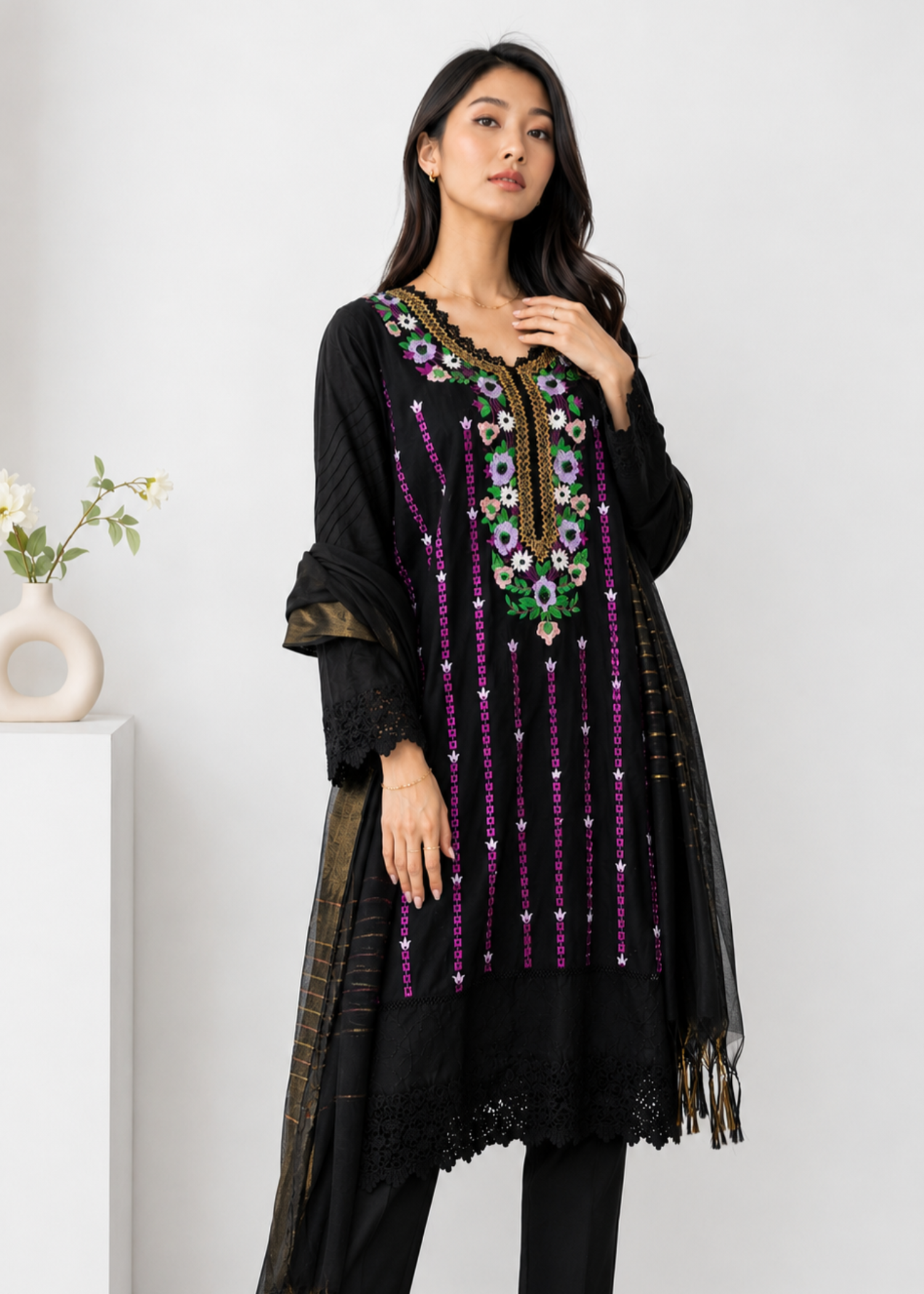 lawn cotton Unstitched in Black
