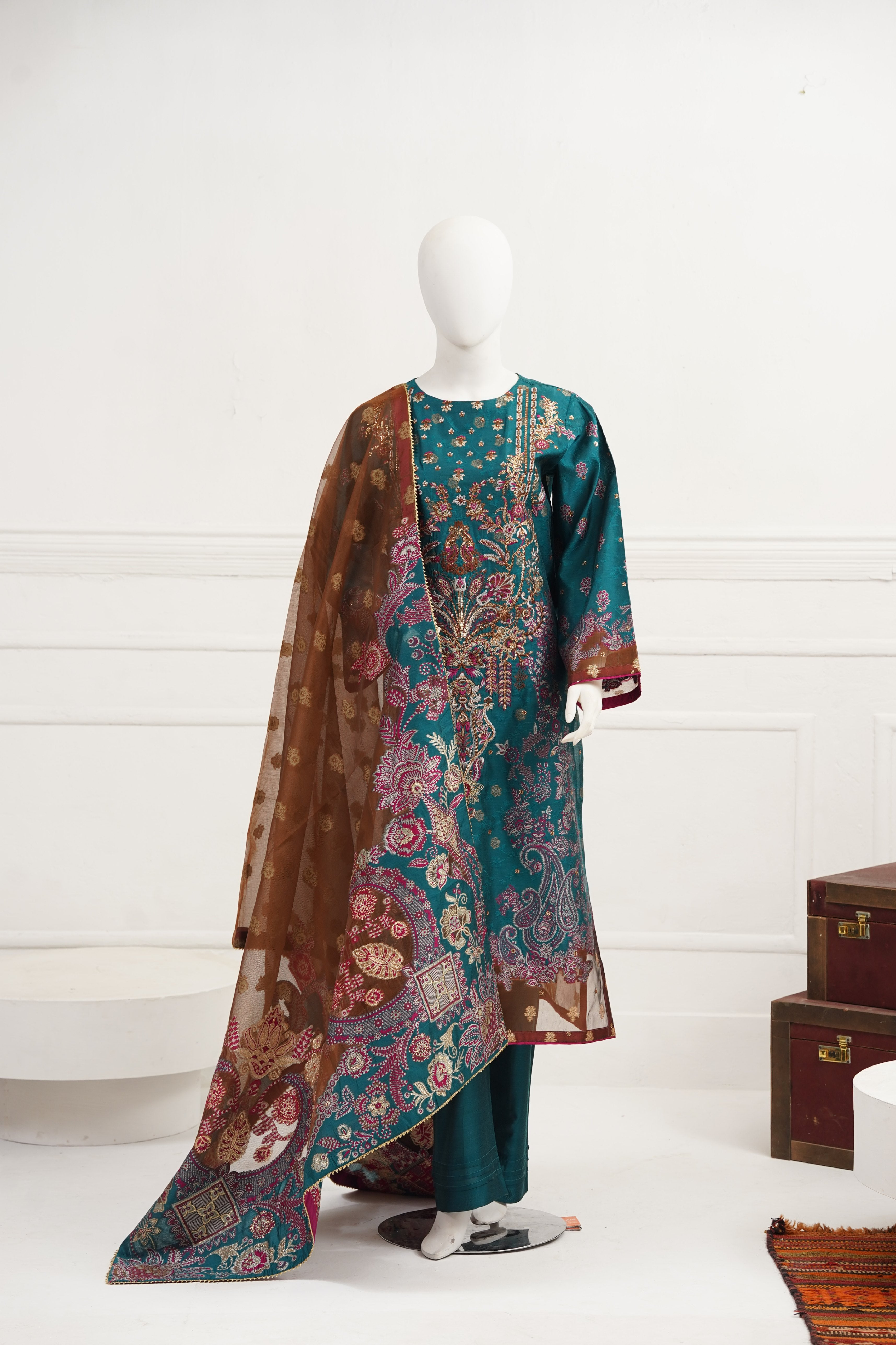 viscose Kurta Set in Pine green