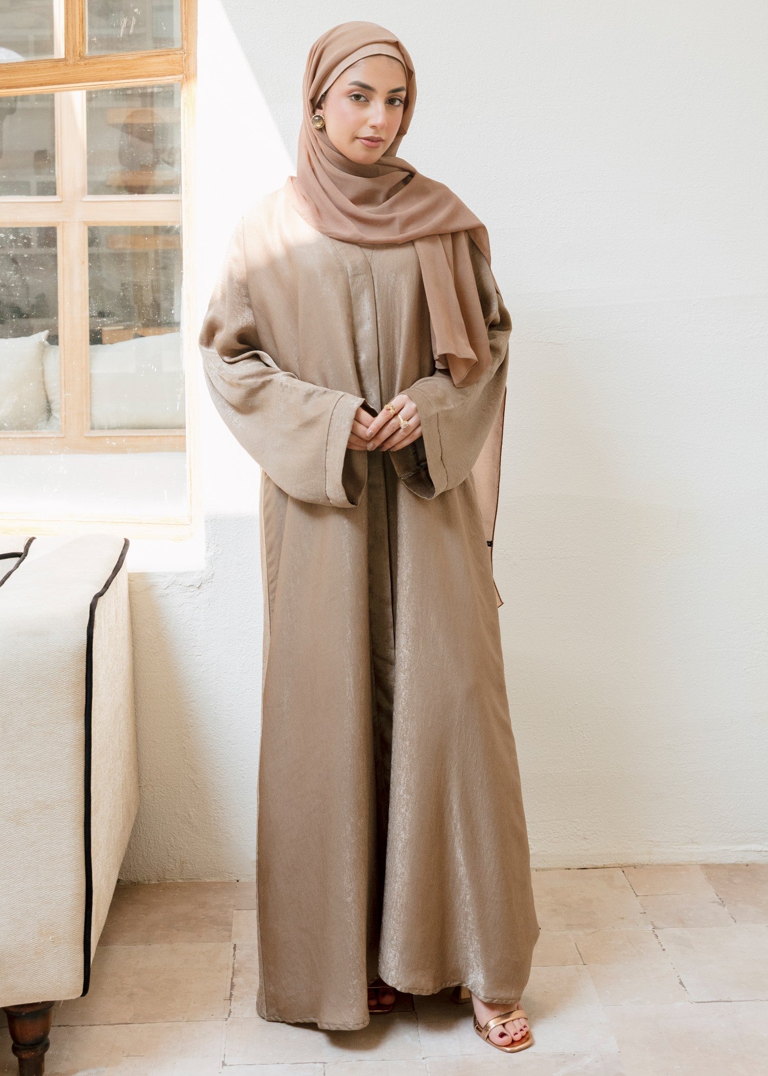 nidha blend Abaya in Camel brown