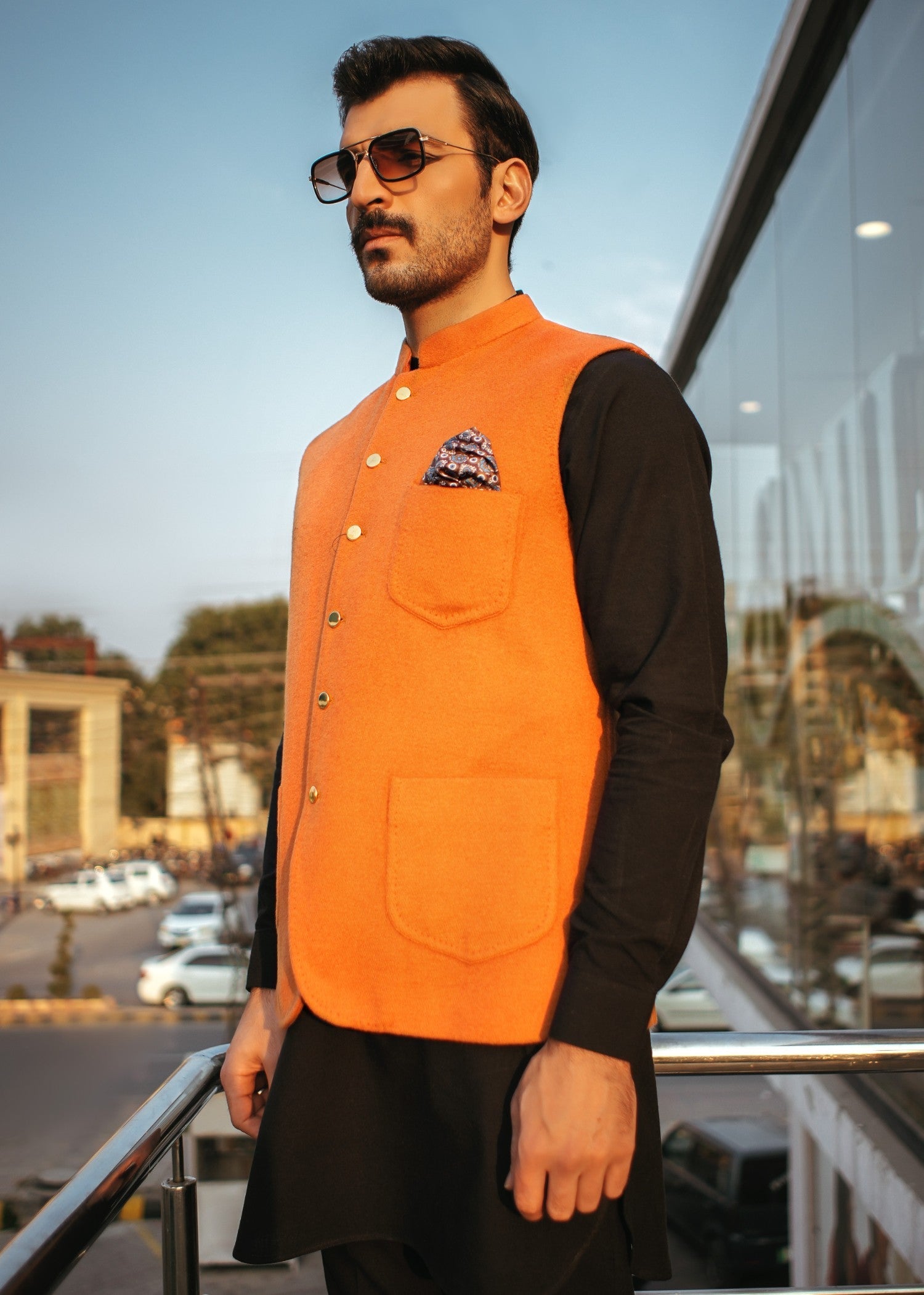 wool Waistcoat in Orange