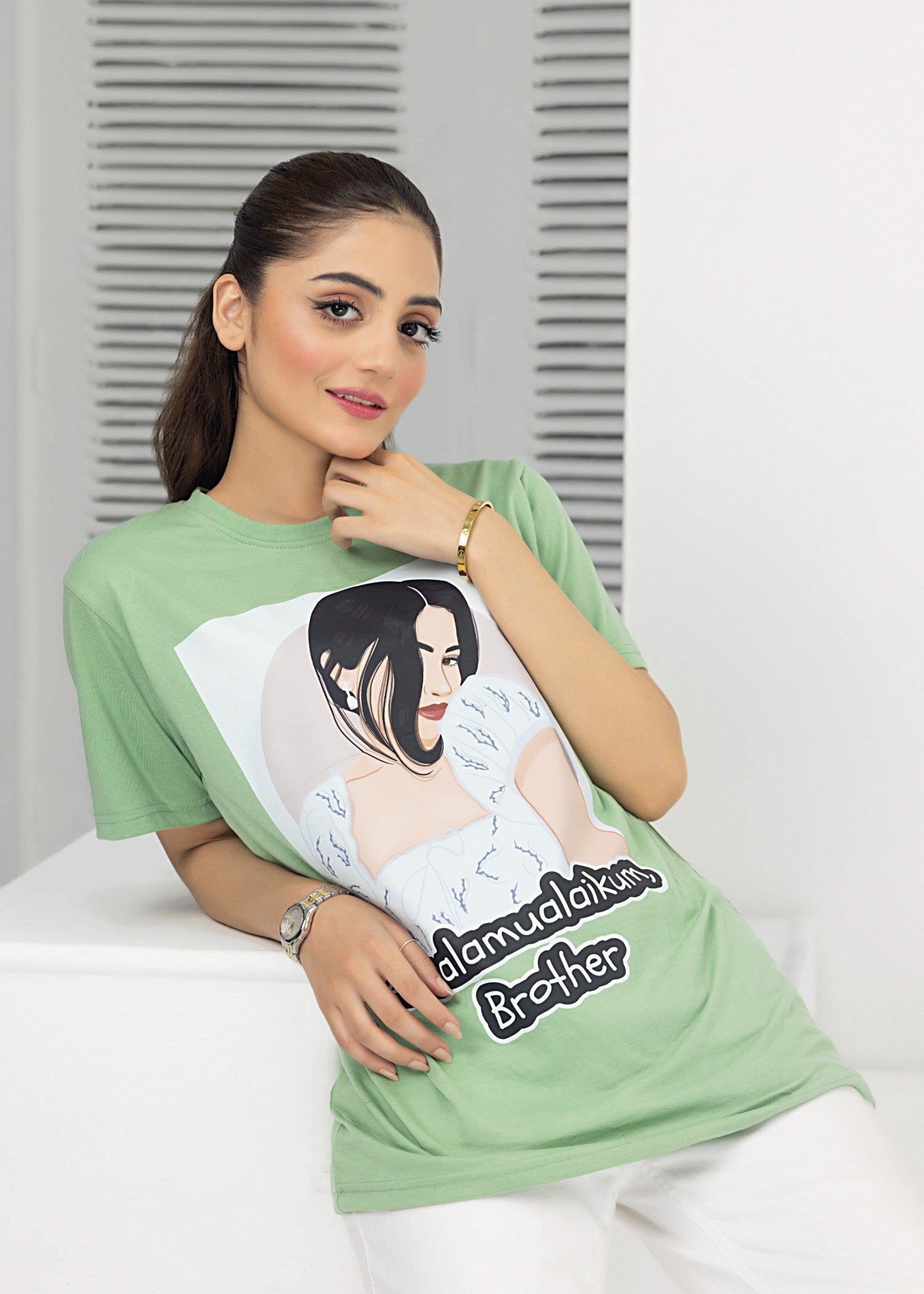 single jersey knit T Shirt in Pastel green