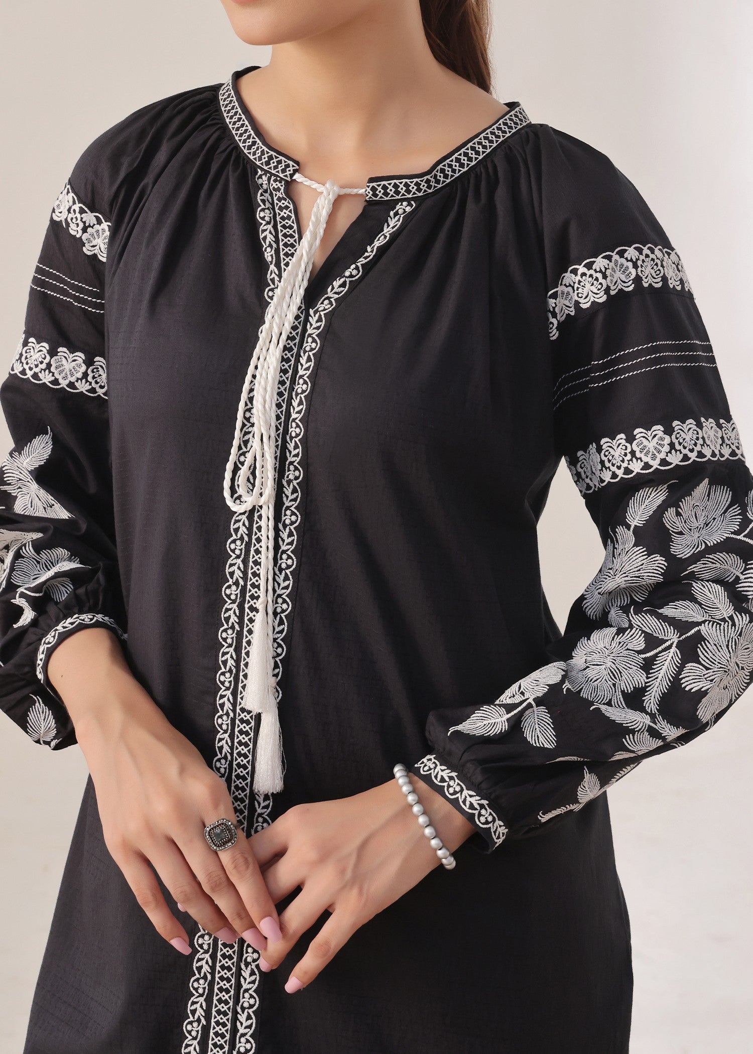 self jacquard Co Ord Sets in Black