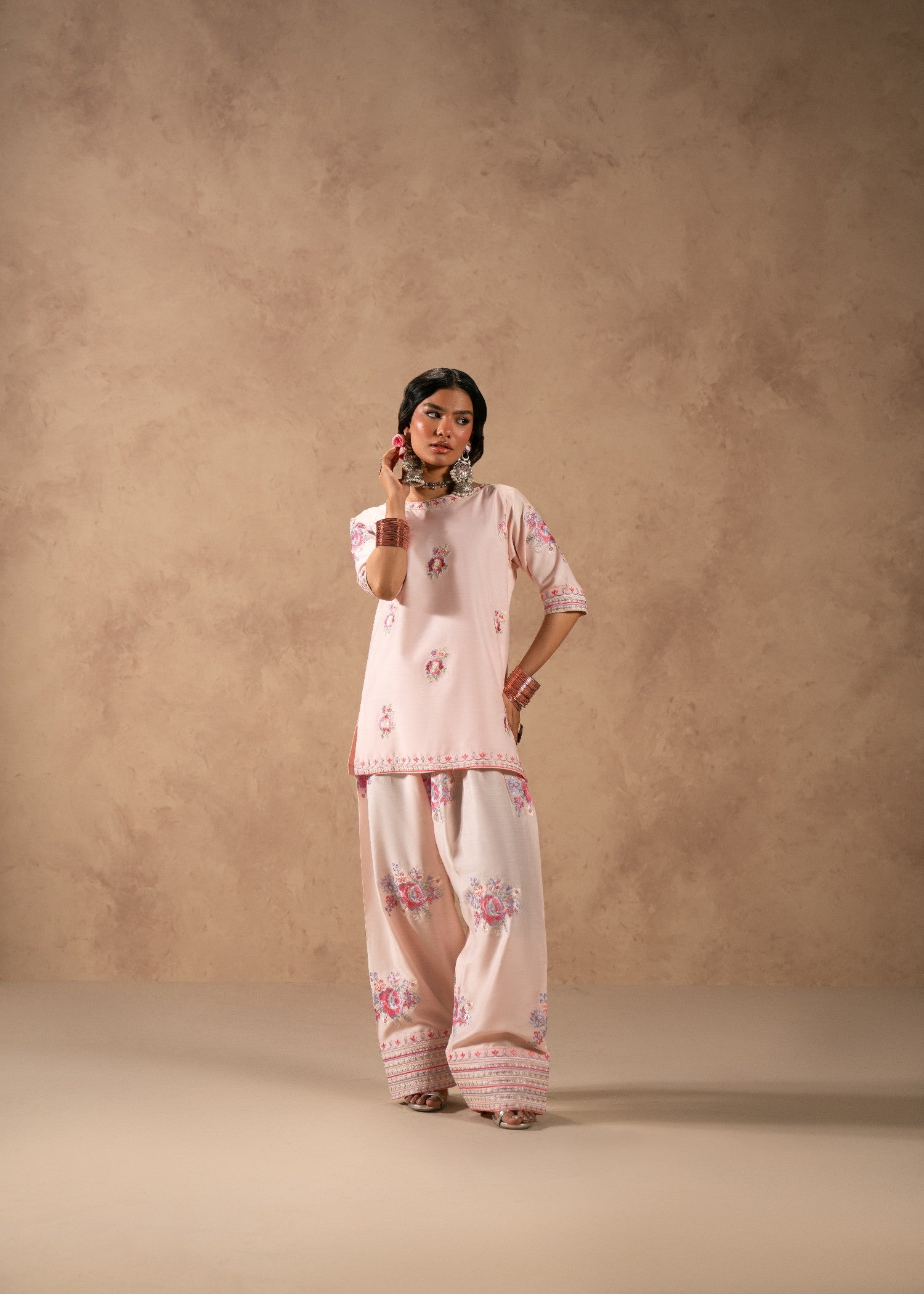viscose thai silk Kurta Set in Baby pink