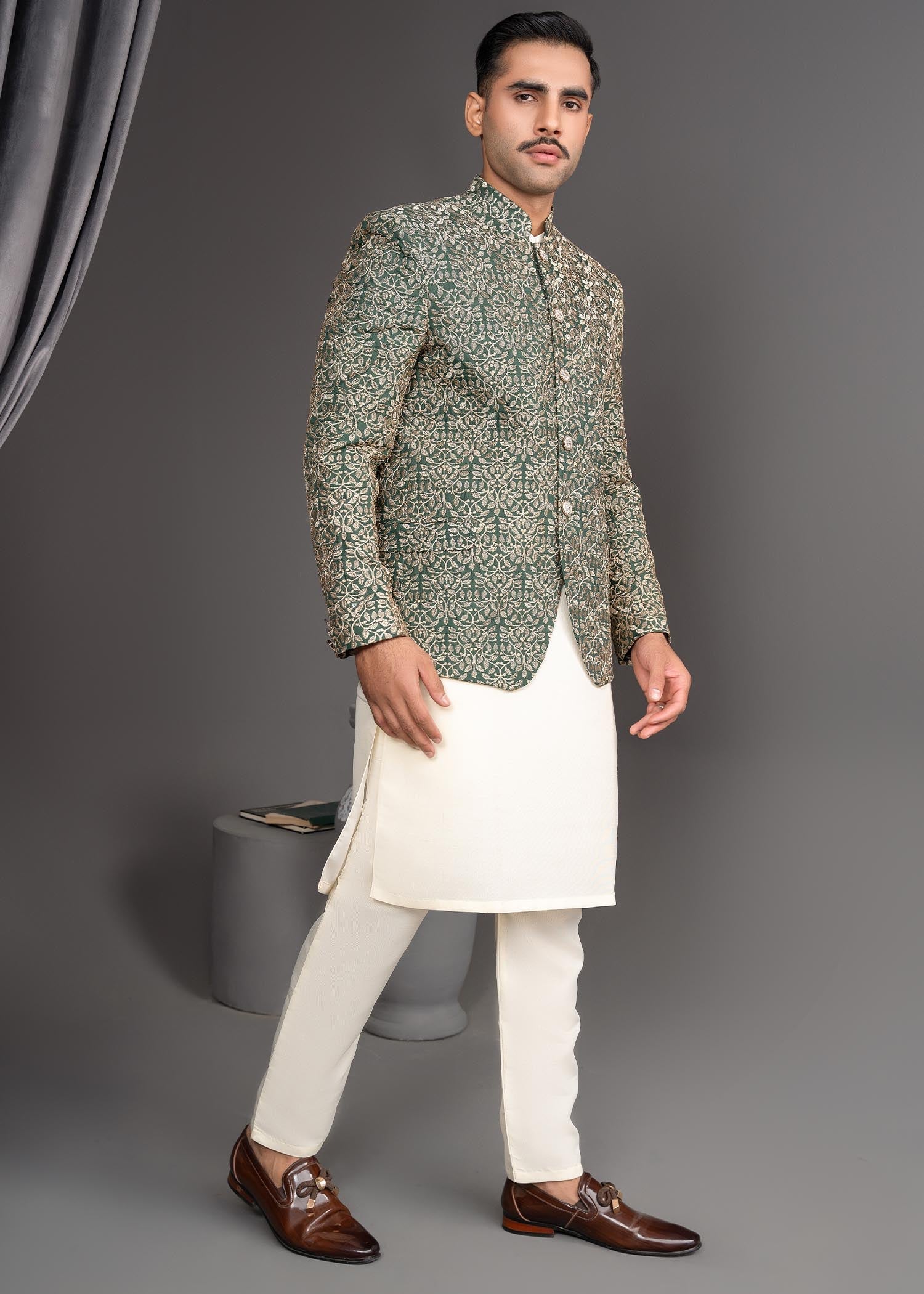 silk Prince Coat in Green