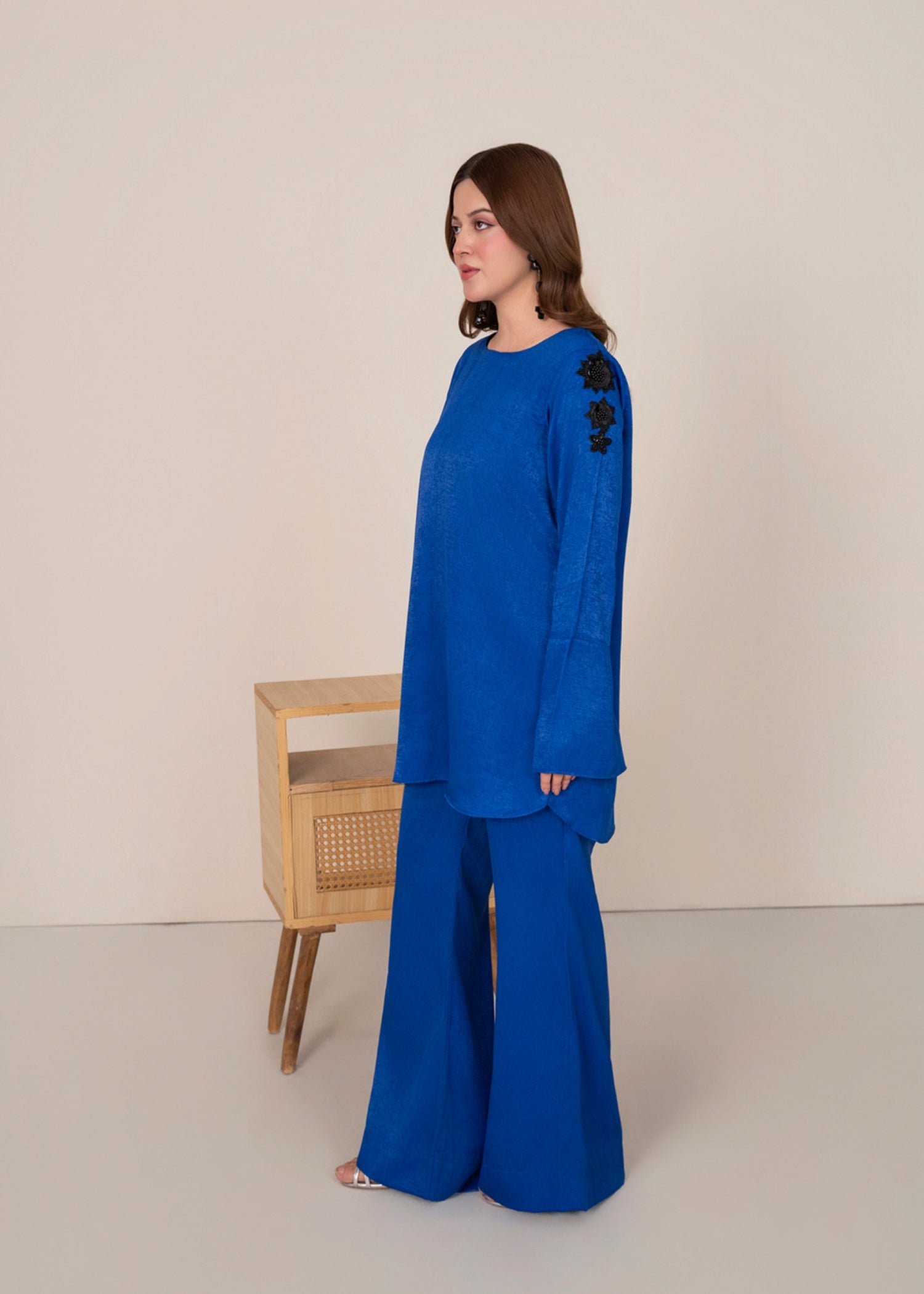 silk satin velvet Co ord Sets in Sapphire blue