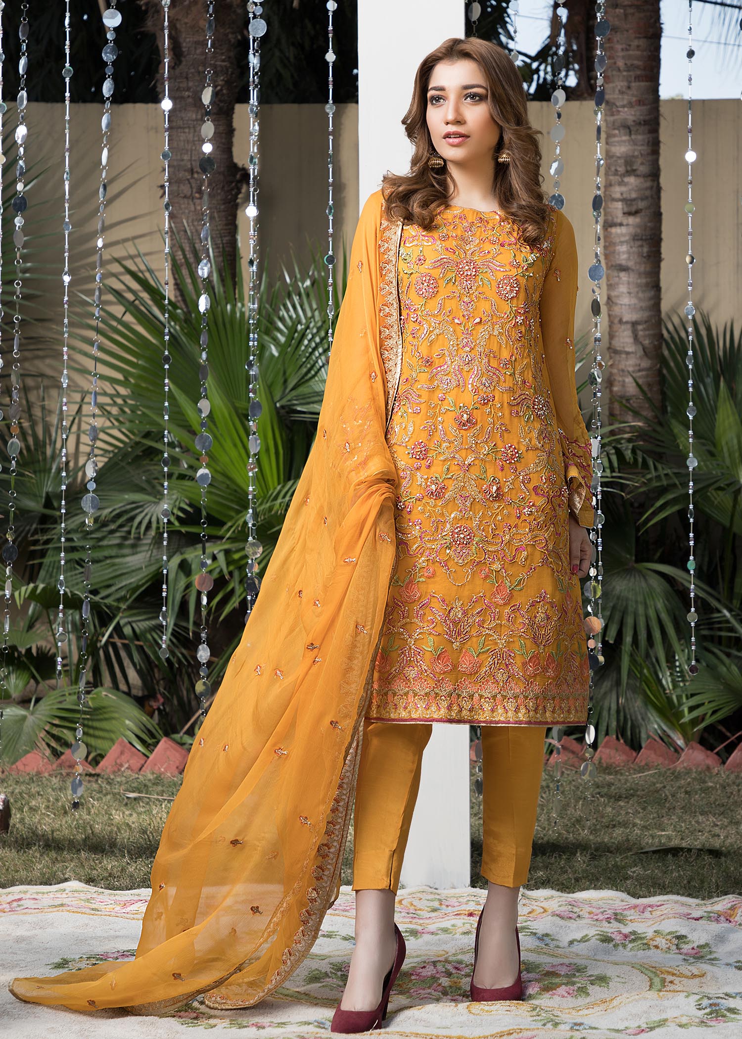 chiffon Unstitched in Mustard