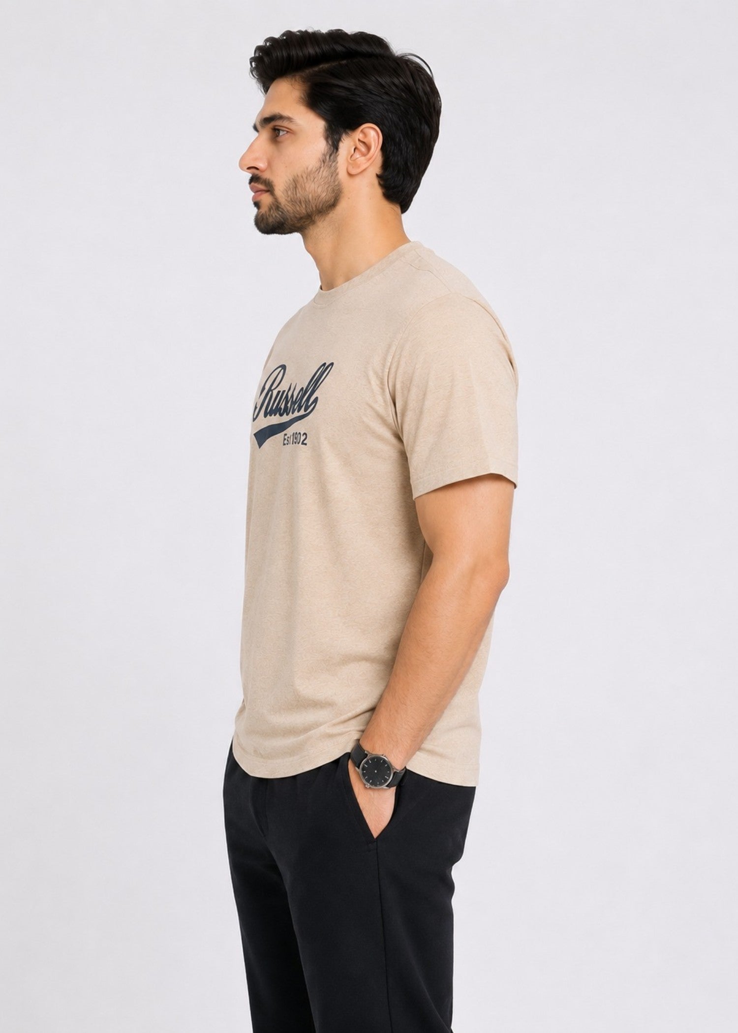 cotton T Shirt in Camel brown by Imagination Apparel