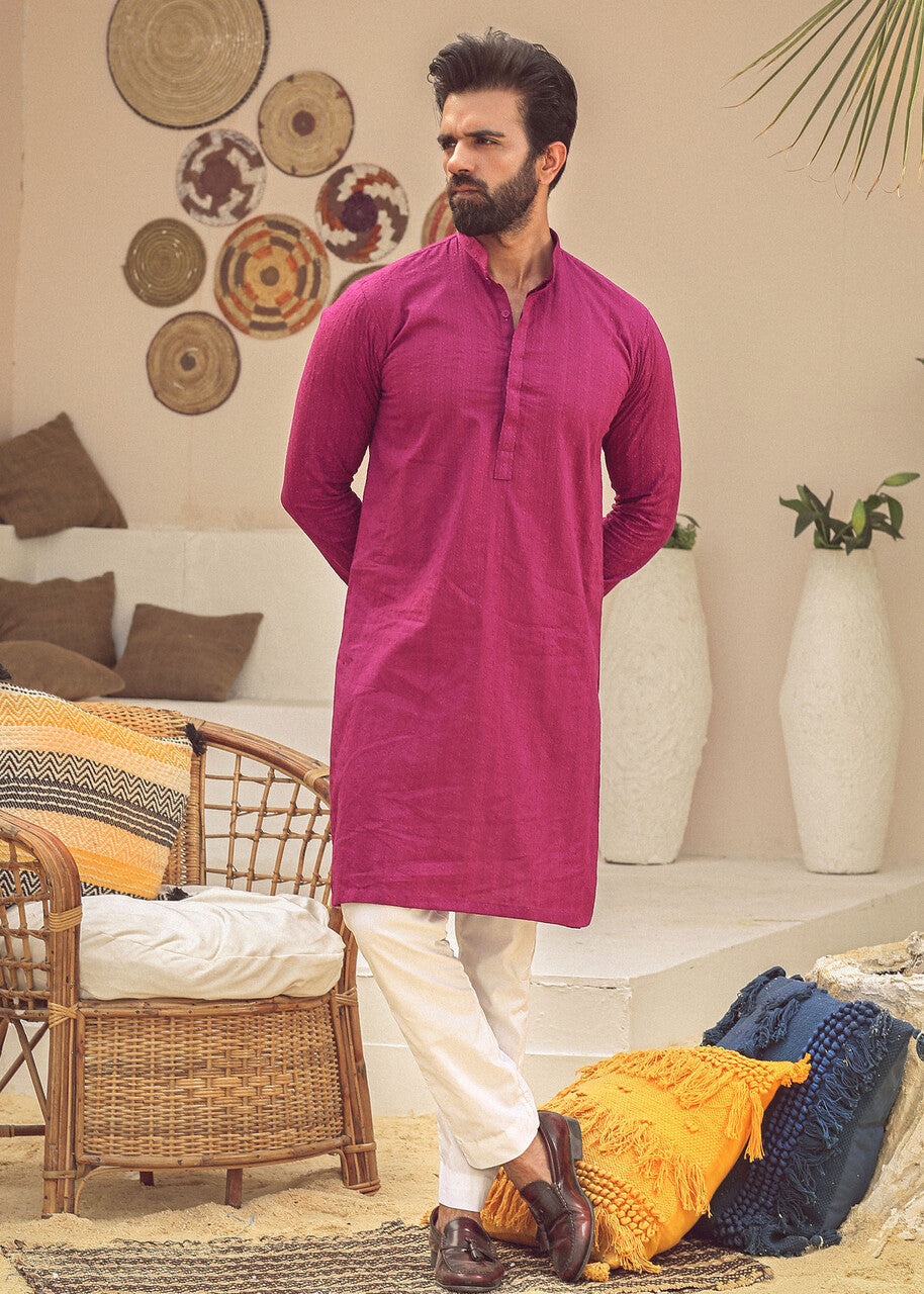 cotton Kurta in Magenta