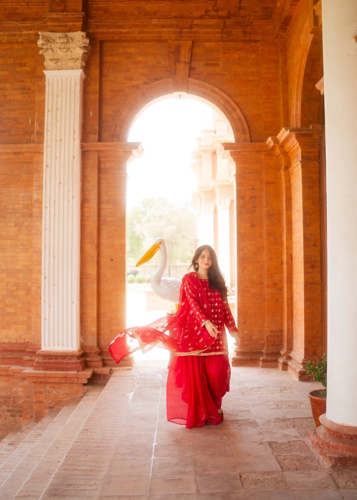 bemberg crinkle chiffon Sharara in Raspberry pink