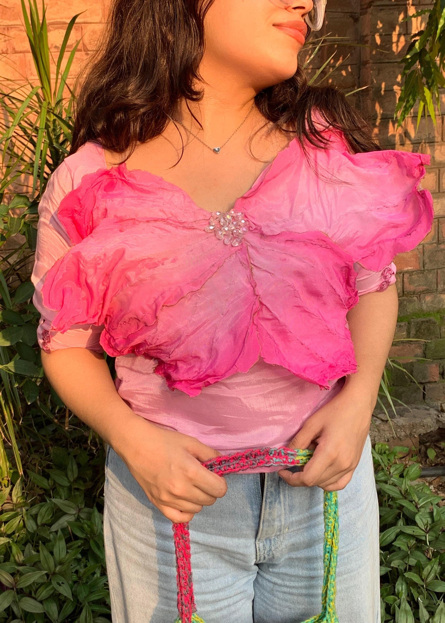 cotton silk Blouse in Pink