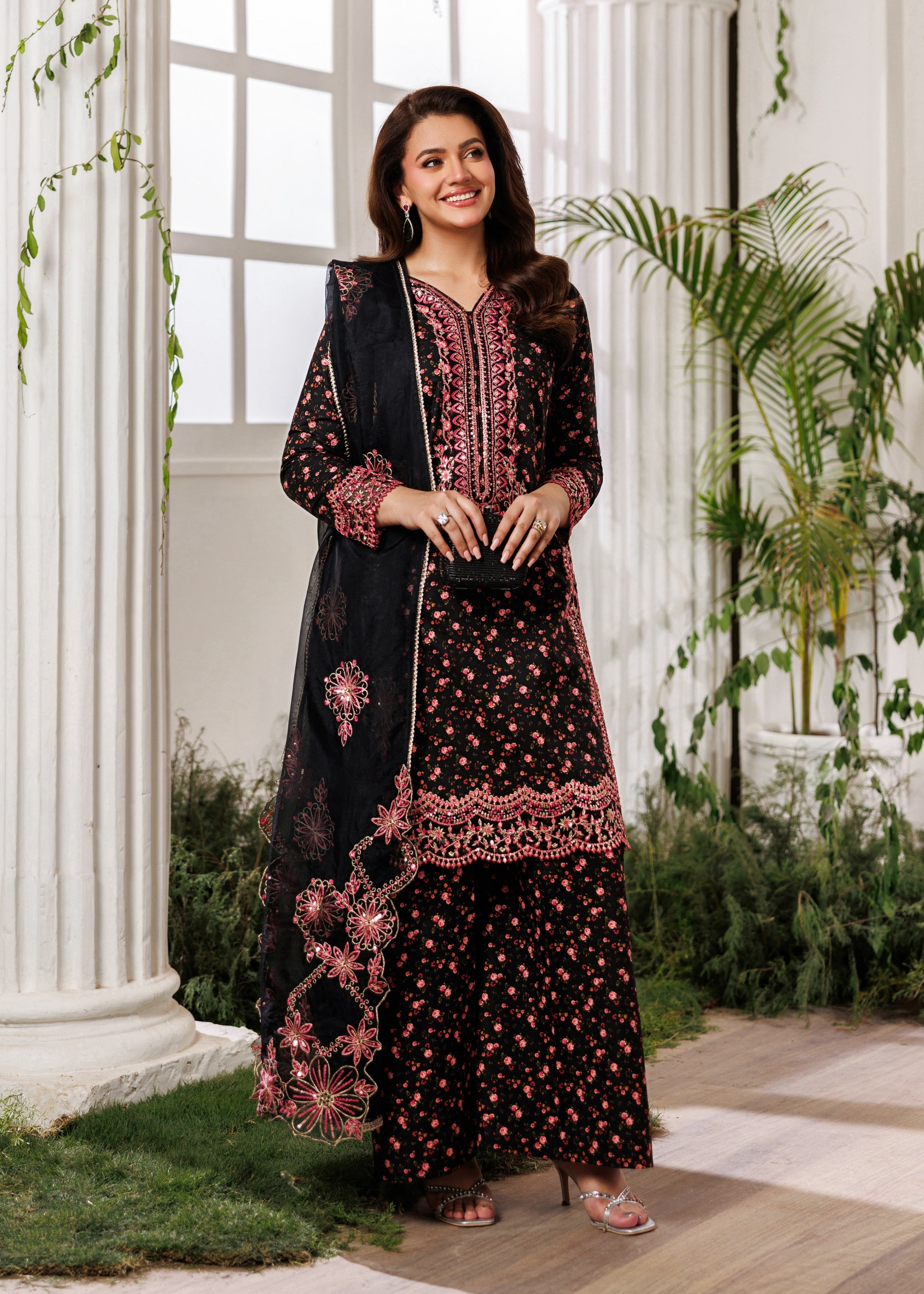 cotton dobby Kurta Set in Jet black