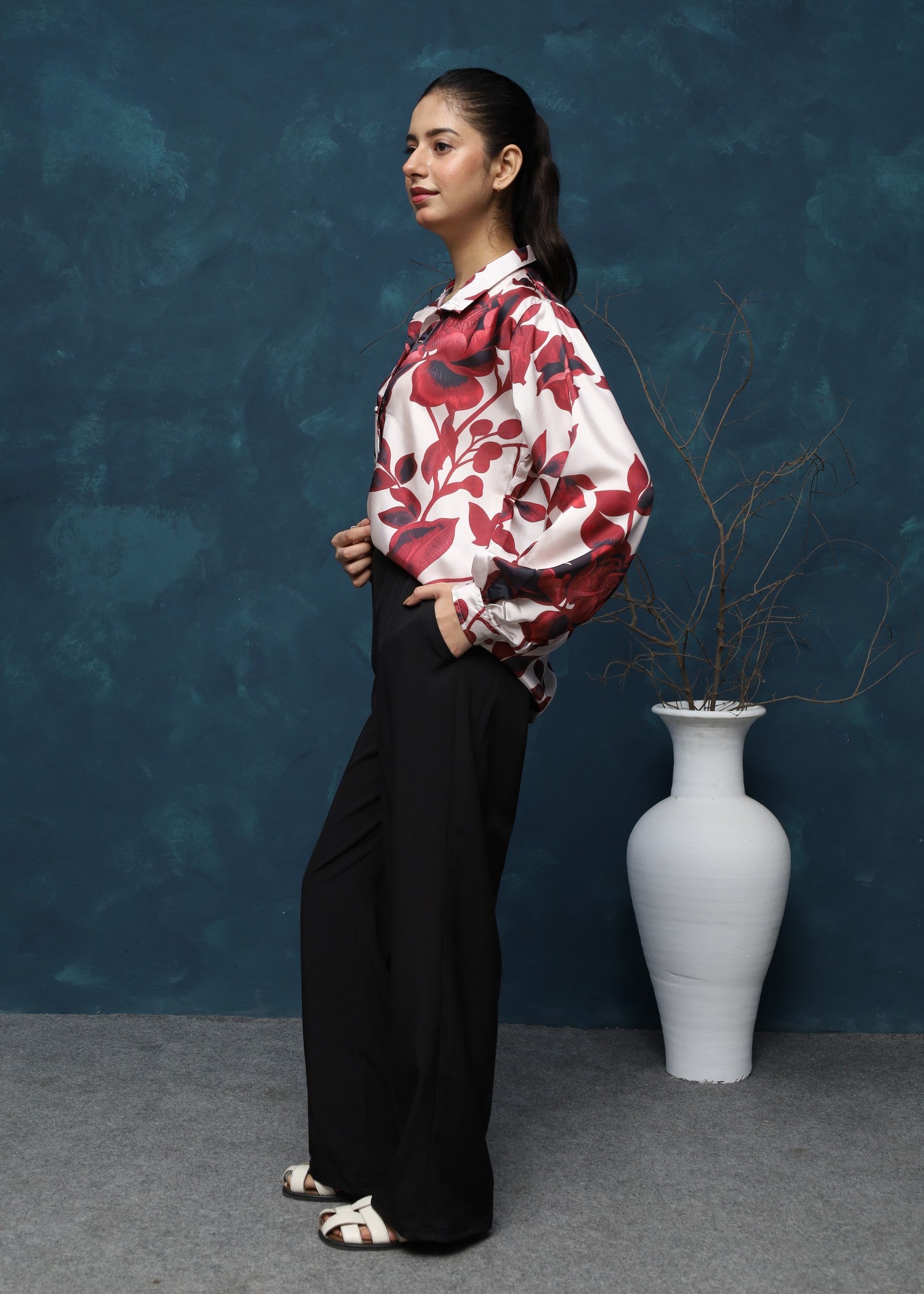 twill polyester Pants in Black