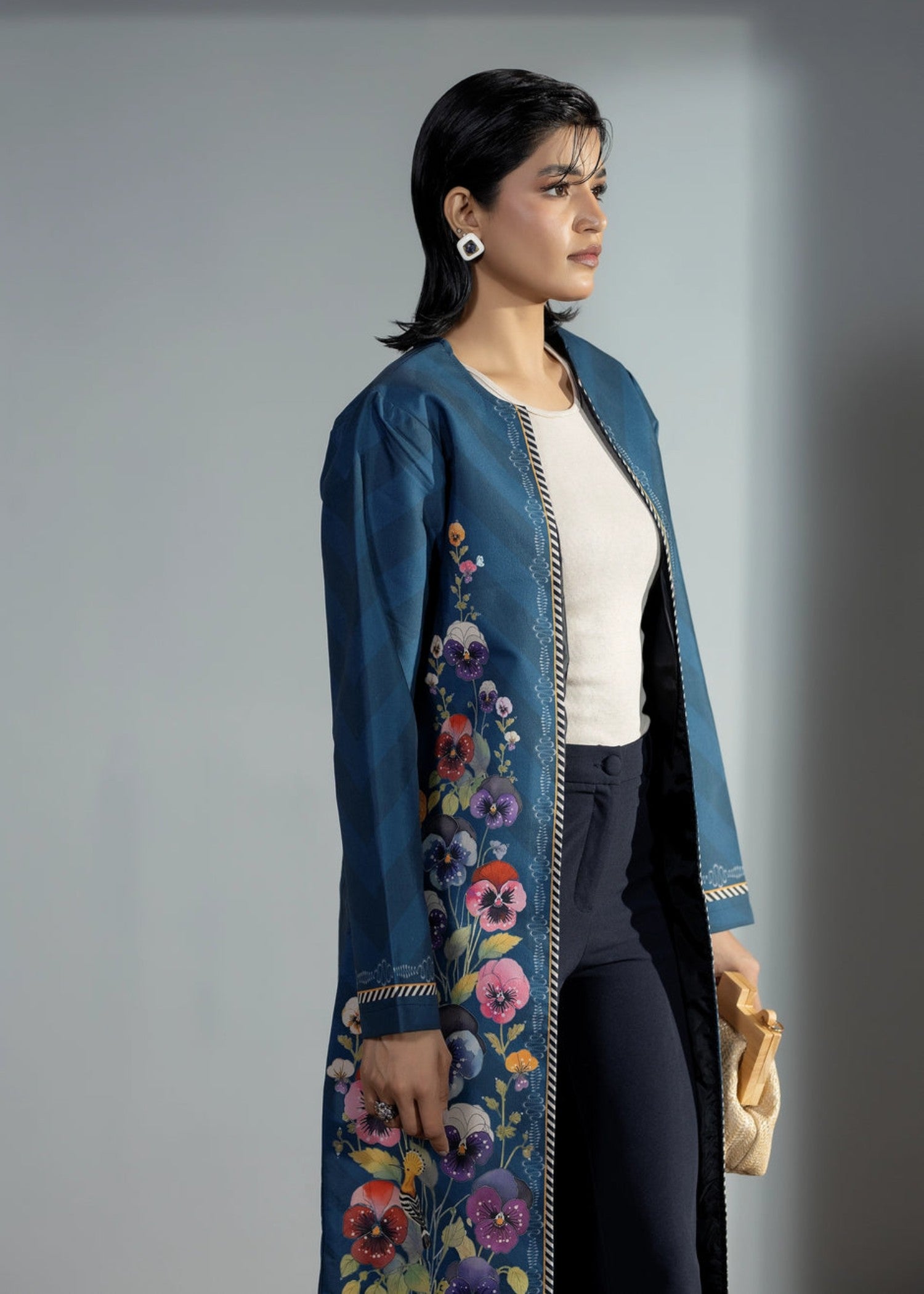 blended cambric Coat in Ocean blue