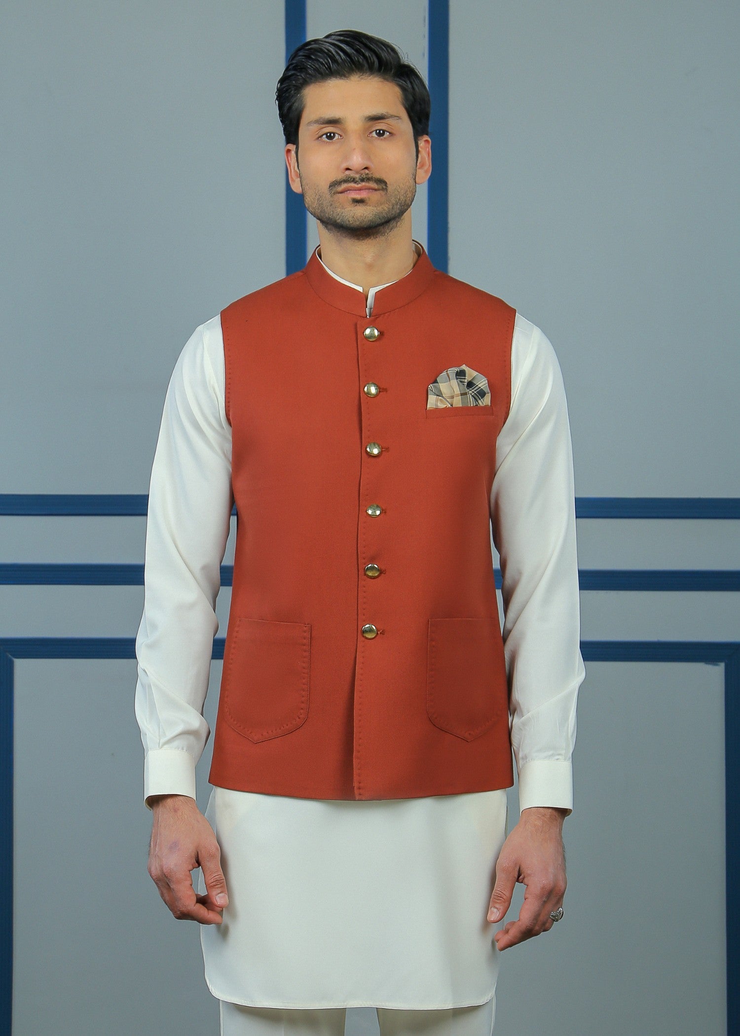 tropical Waistcoat in Rust orange