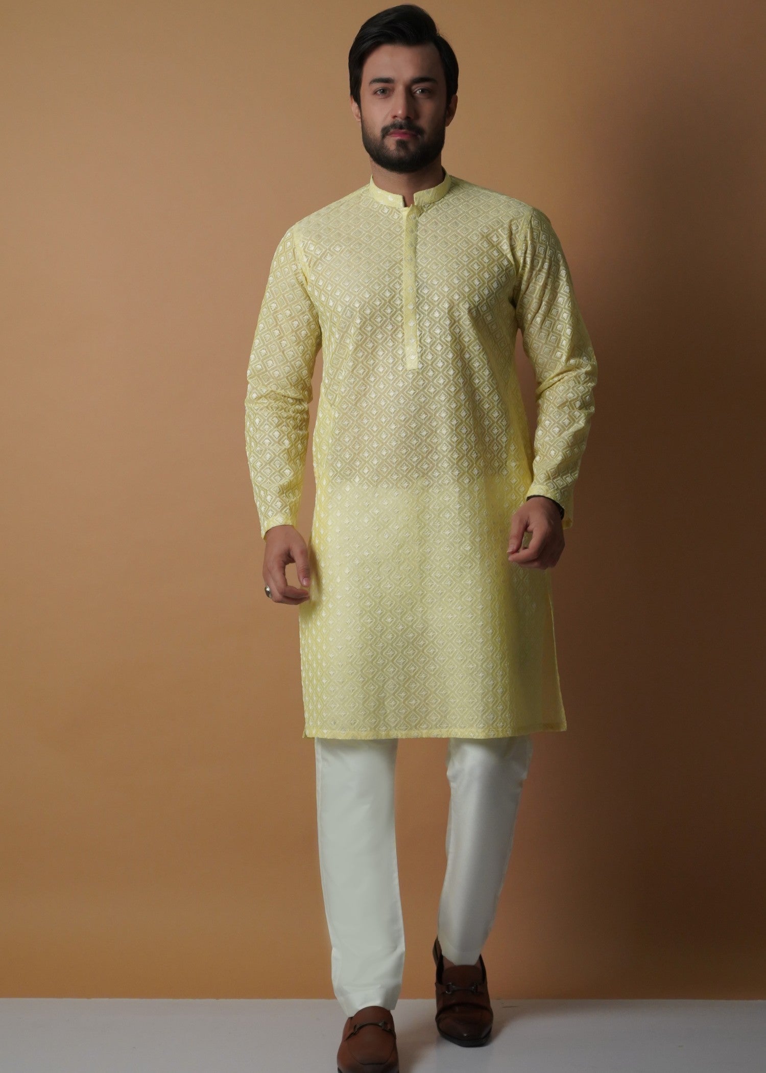cotton Kurta Set in Mellow yellow